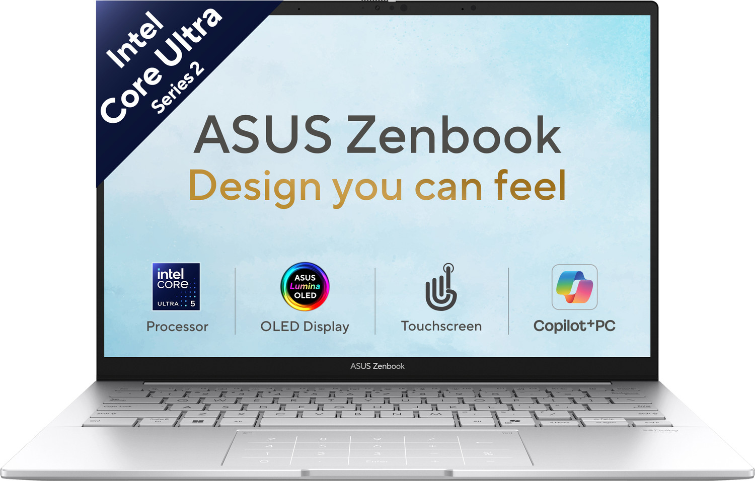 Image of ASUS Zenbook 14 (2025) with Touch Screen, MSO 2024 + M365 Basic*,AI Boost 13 NPU TOPS Intel Core Ultra 5 225H - (16 GB /1 TB SSD /Windows 11 Home) UX3405CA-QL1111WS Thin and Light Laptop