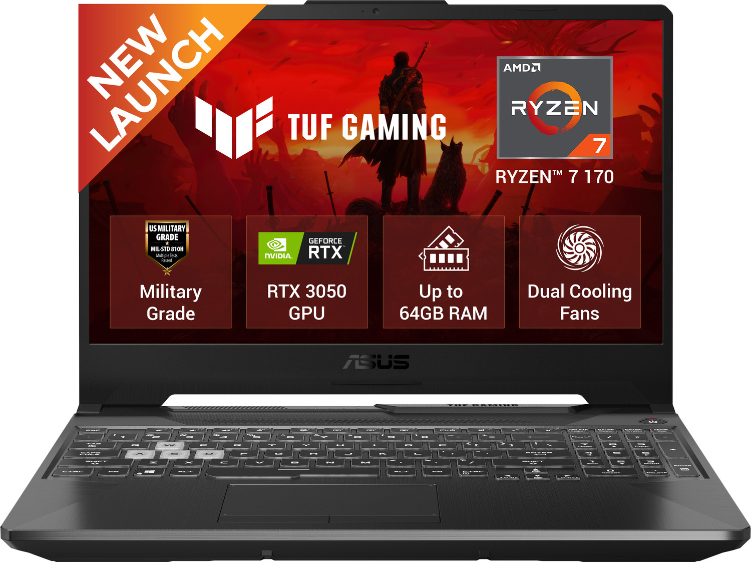 Image of ASUS TUF Gaming A15 (2026) AMD Ryzen 7 Octa Core 170 - (16 GB /512 GB SSD /Windows 11 Home /4 GB Graphics /NVIDIA GeForce RTX 3050 /144 Hz) FA506NCQ-IN080W Gaming Laptop
