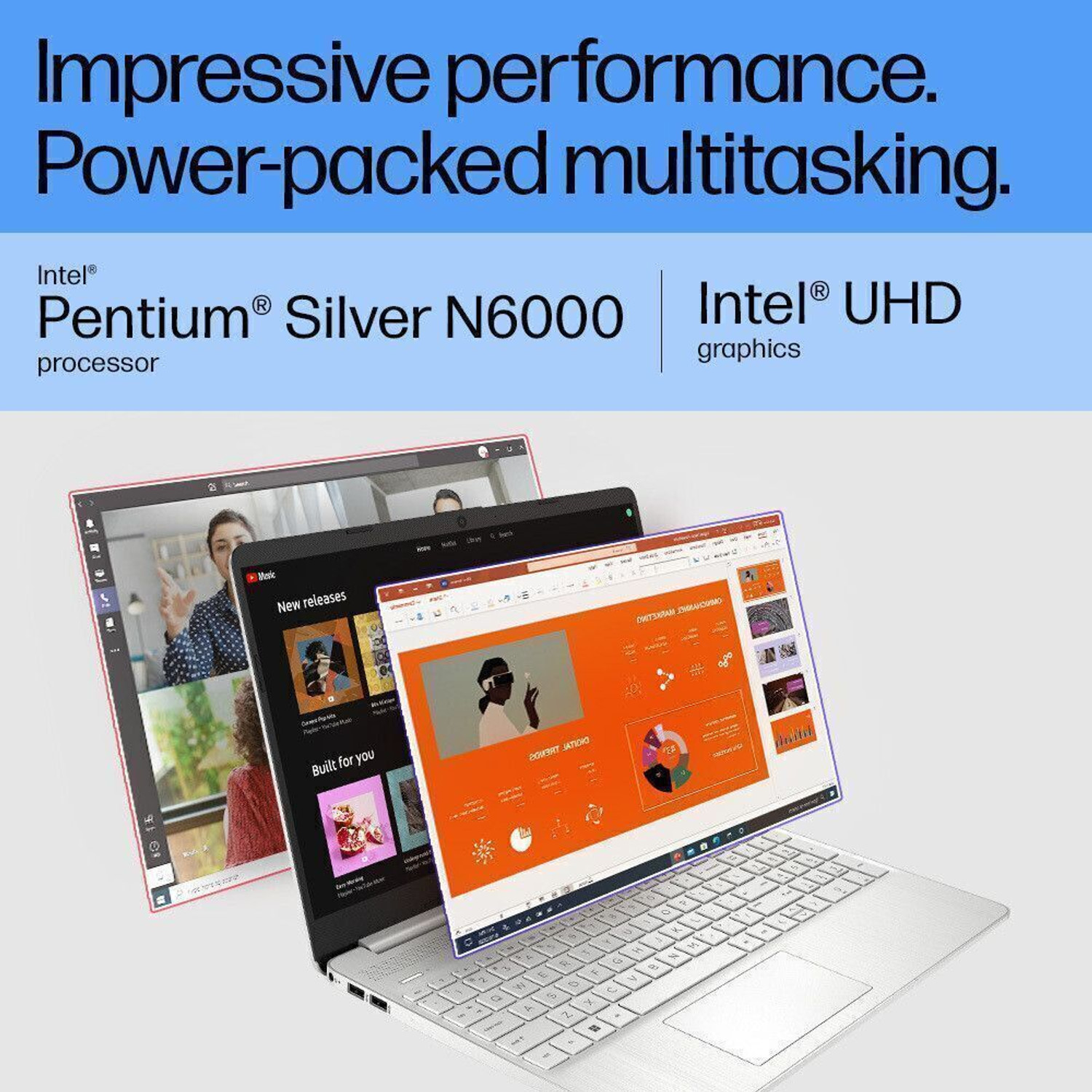 Image of HP Intel Pentium Quad Core N6000 - (8 GB /512 GB SSD /Windows 11 Home) 15s-fq3073TU Thin and Light Laptop