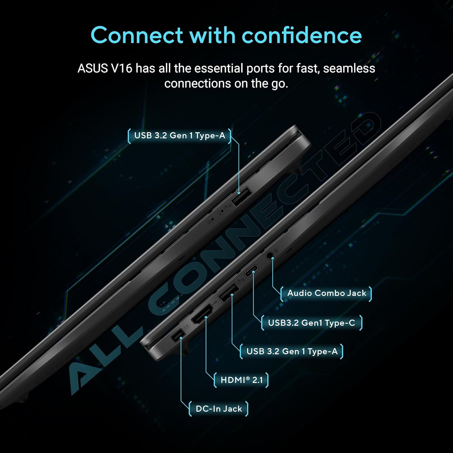 Image of ASUS Gaming V16 (2025) with Office 2024 + M365 Basic*, AI PC, (i7 14th gen) Intel Core 7 14th Gen 240H - (16 GB /512 GB SSD /Windows 11 Home /6 GB Graphics /NVIDIA GeForce RTX 4050 /144 Hz) V3607VU-RP275WS Gaming Laptop