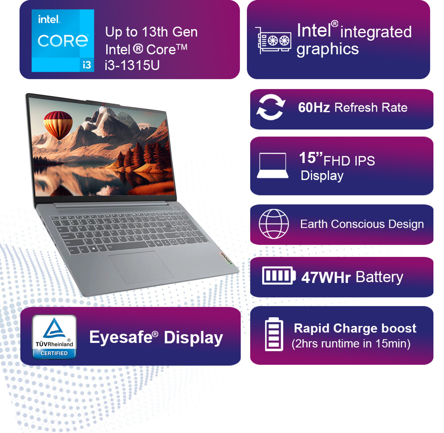 Image of Lenovo IdeaPad 1 1315U Intel Core i3 13th Gen - (8 GB /512 GB SSD /Windows 11 Home) 83B40004IN Laptop
