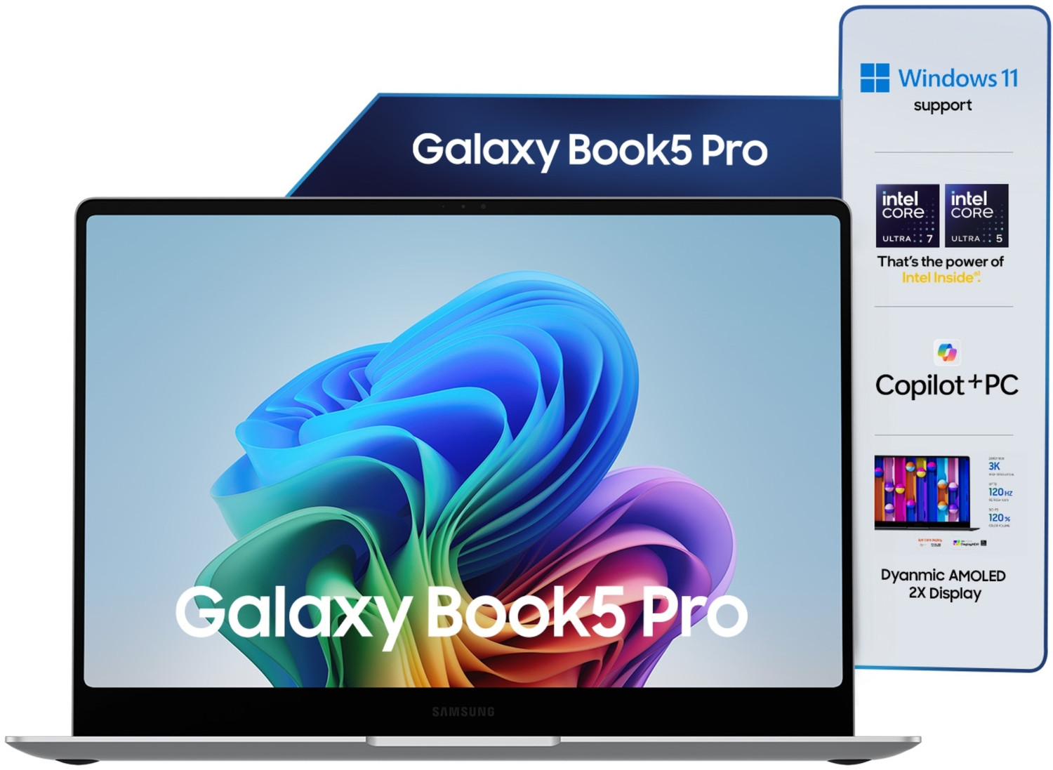 Image of Samsung Galaxy Book5 Pro AI PC Full Metal Chasis Intel Core Ultra 7 256V - (16 GB /1 TB SSD /Windows 11 Home) NP940XHA Thin and Light Laptop