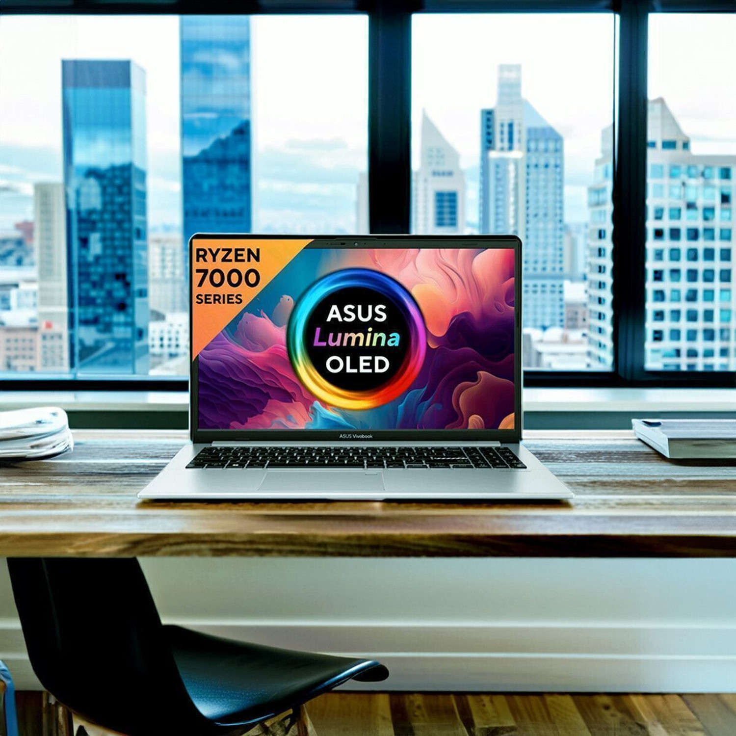 Image of ASUS Vivobook Go 15 OLED, with Backlit Keyboard, AMD Ryzen 3 Quad Core 7320U - (8 GB /512 GB SSD /Windows 11 Home) E1504FA-LK323WS Thin and Light Laptop