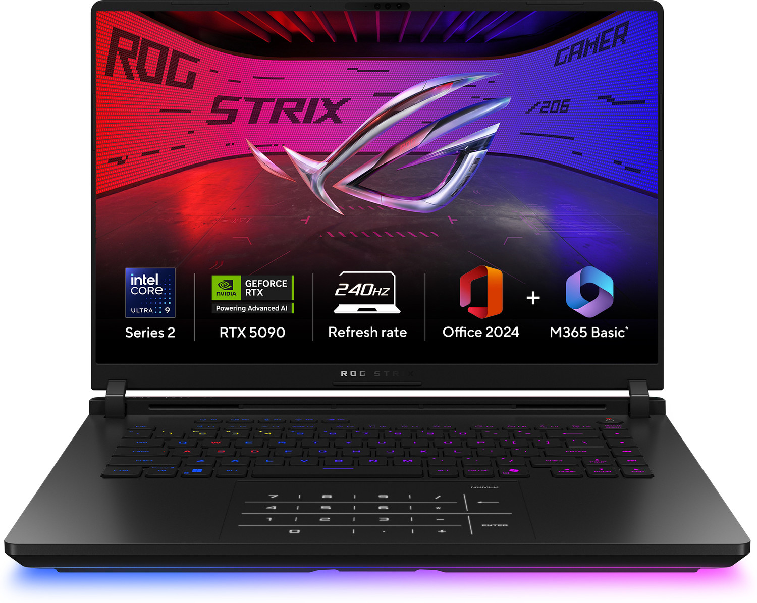 Image of ASUS ROG Strix SCAR 16 (2025) with Office 2024 + M365 Basic* Intel Core Ultra 9 275HX - (32 GB /2 TB SSD /Windows 11 Home /24 GB Graphics /NVIDIA GeForce RTX 5090 /240 Hz /175 W) G635LX-RW158WS Gaming Laptop