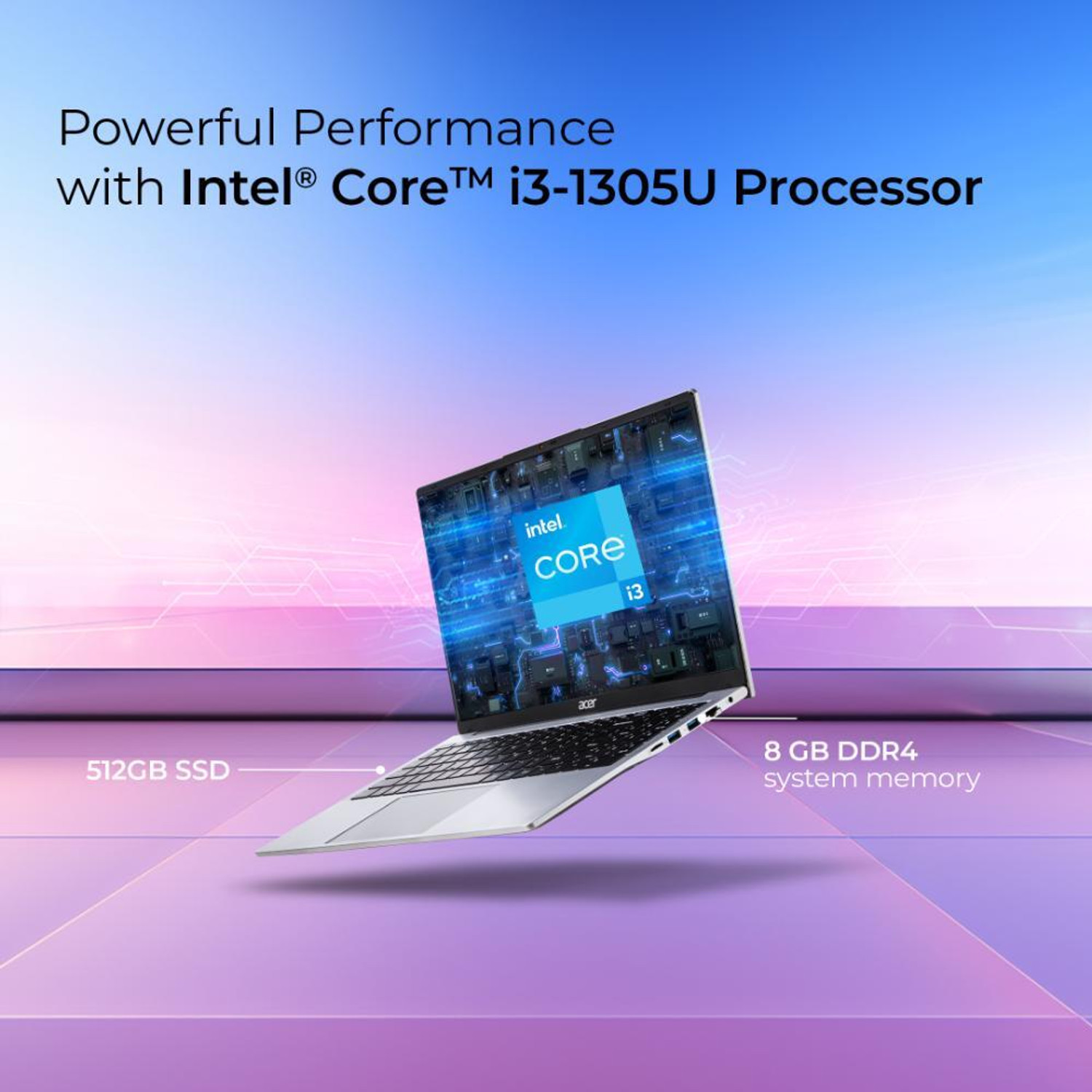 Image of Acer Aspire Intel Core i3 13th Gen 1305U - (8 GB /512 GB SSD /Windows 11 Home) A325-53 Notebook