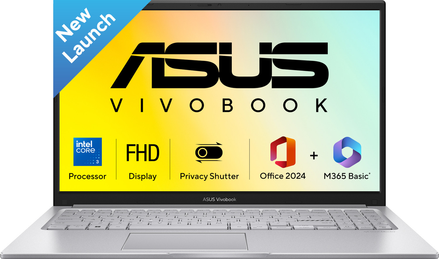 Image of ASUS Vivobook 15 (2026) with Office 2024 + M365 Basic(i3 14th Gen) Intel Core 3 14th Gen 100U - (16 GB /512 GB SSD /Windows 11 Home) X1504VAP-BQ1341WS Thin and Light Laptop