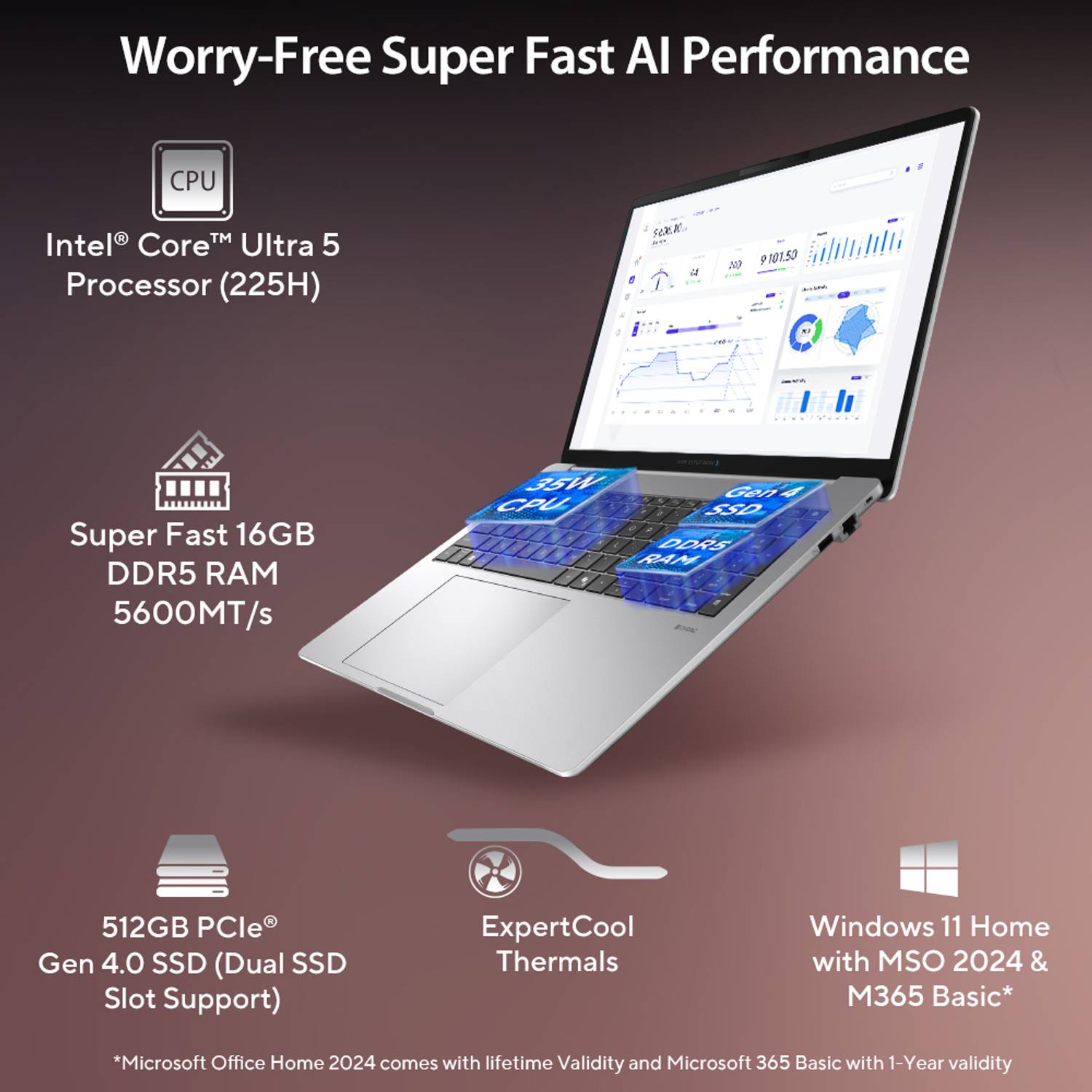 ASUS ExpertBook P3 AI PC Intel Core Ultra 5 225H 16GB/512GB SSD - Image 3