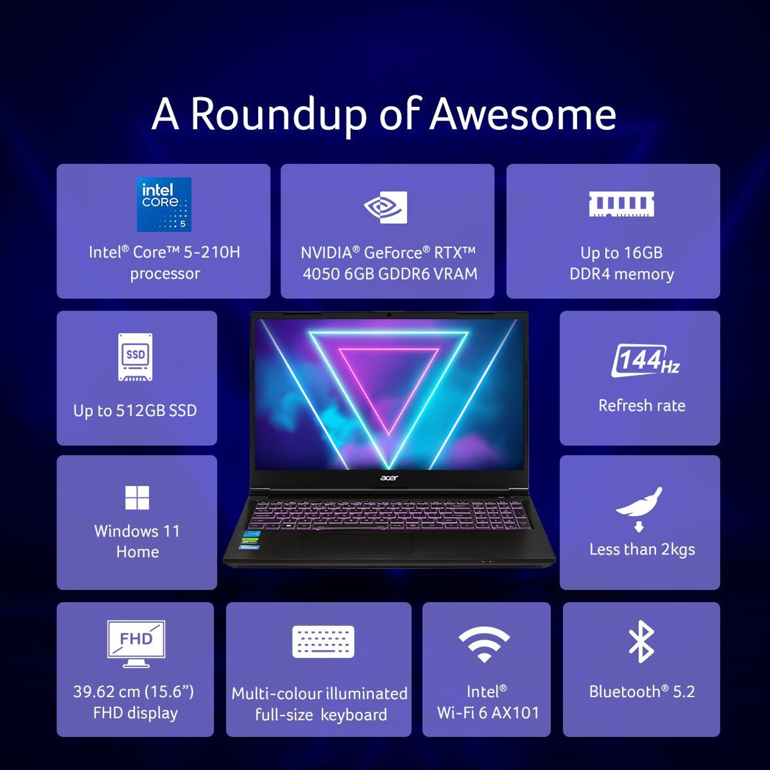 Image of Acer Aspire 7(i5 14th Gen) Intel Core 5 210H - (16 GB /512 GB SSD /Windows 11 Home /6 GB Graphics /NVIDIA GeForce RTX 4050) A715-79G Gaming Laptop