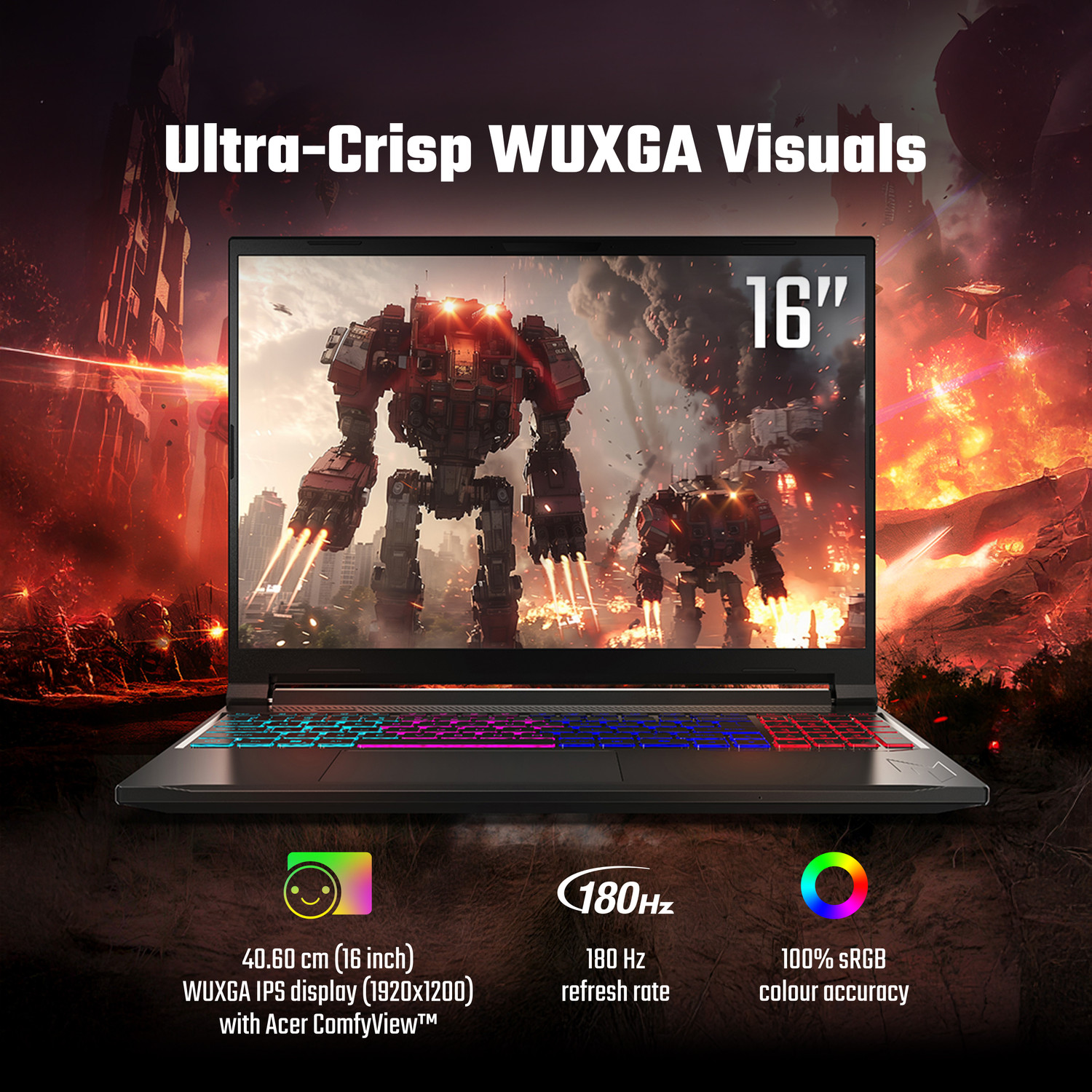 Image of Acer NITRO V 16S (i5 14th Gen) Intel Core 5 210H - (16 GB /512 GB SSD /Windows 11 Home /8 GB Graphics /NVIDIA GeForce RTX NVIDIA GeForce RTX 5050 /180 Hz) ANV16S-71 Gaming Laptop
