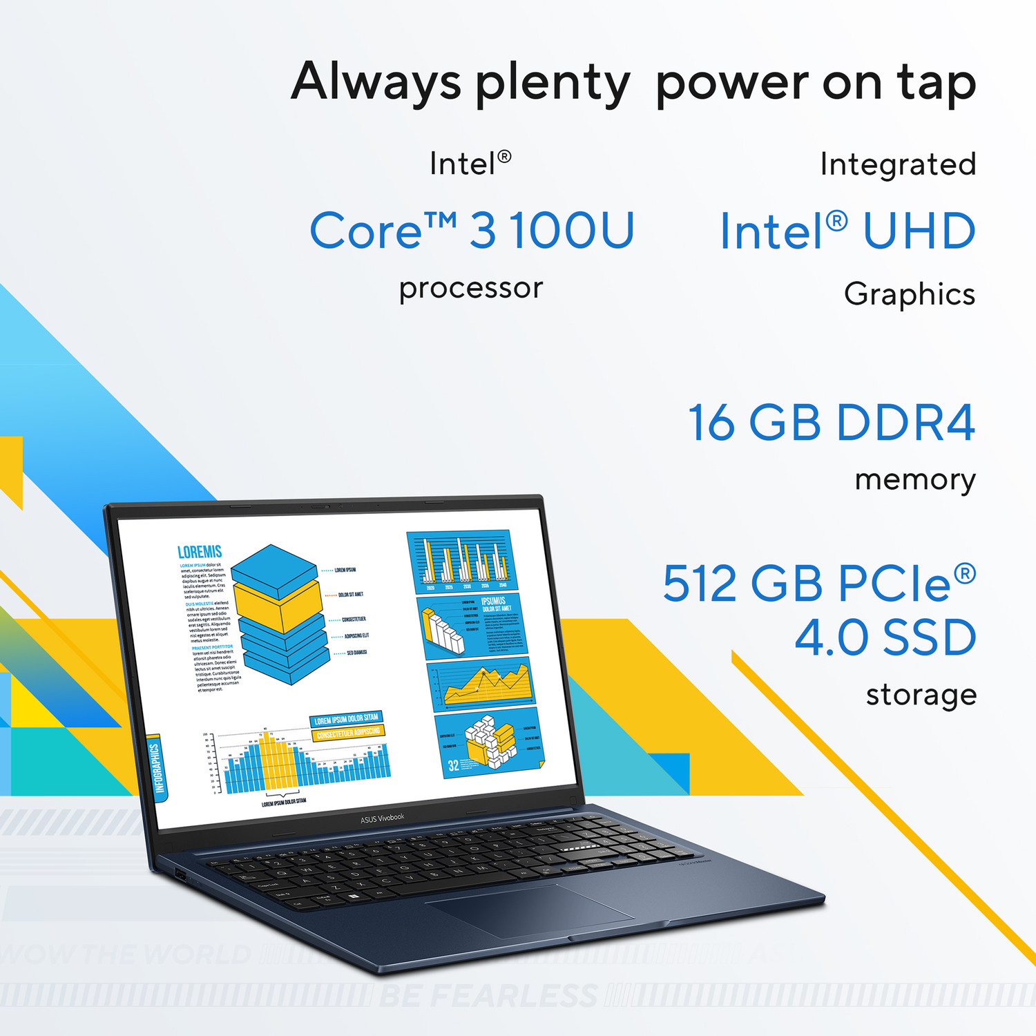 Image of ASUS Vivobook 15 (2026) with Office 2024 + M365 Basic(i3 14th Gen) Intel Core 3 14th Gen 100U - (16 GB /512 GB SSD /Windows 11 Home) X1504VAP-BQ1342WS Thin and Light Laptop