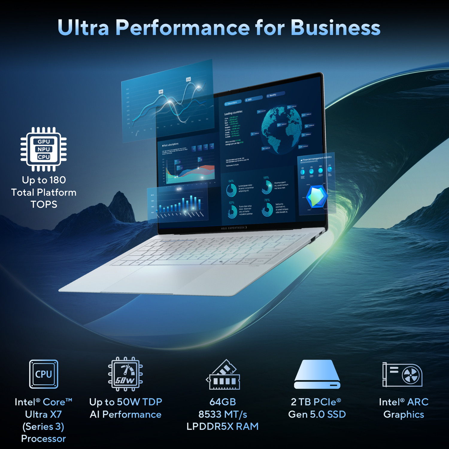 Image of ASUS ExpertBook Ultra Copilot+ PC Intel Core Ultra X7 358H - (64 GB /2 TB SSD /Windows 11 Home) B9406CAA-TH0934WS Thin and Light Laptop