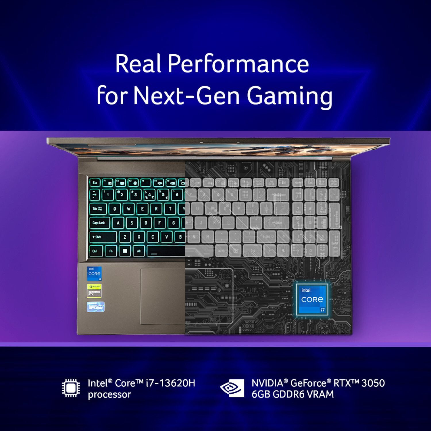 Image of Acer Aspire 7 Intel Core i7 13th Gen 13620H - (16 GB /512 GB SSD /Windows 11 Home /6 GB Graphics /NVIDIA GeForce RTX 3050 /144 Hz) A715-79G Gaming Laptop