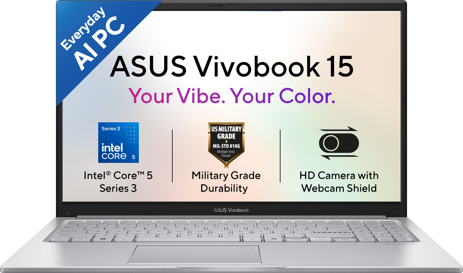 Image of ASUS Vivobook 15 (2026), AI PC with NPU up to 16TOPS, Intel Core 5 320 - (16 GB /512 GB SSD /Windows 11 Home) X1504MA-BQ125WS Thin and Light Laptop