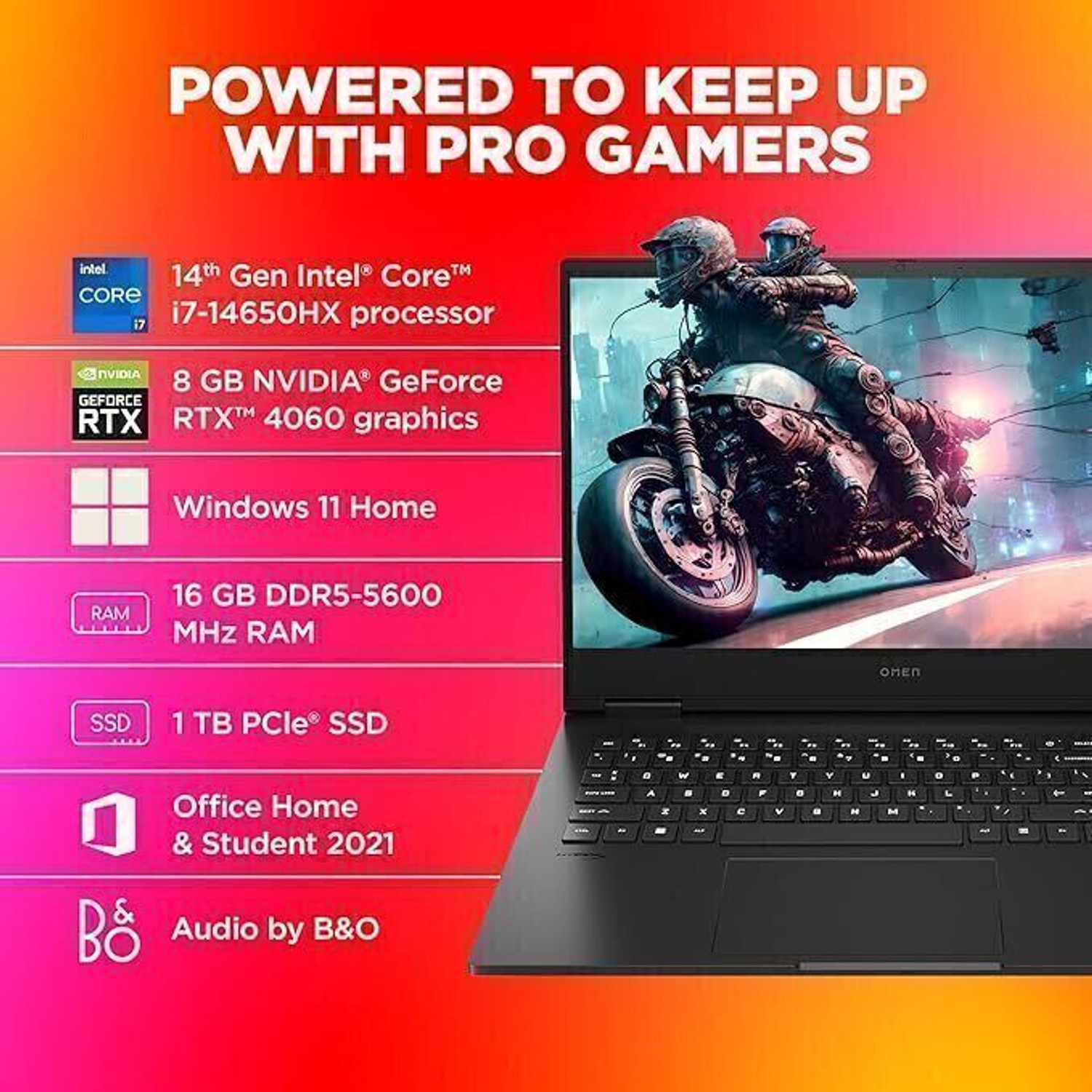 Image of HP OMEN Intel Core i7 14th Gen 14650HX - (16 GB /1 TB SSD /Windows 11 Home /8 GB Graphics /NVIDIA GeForce RTX 4060) Omen 16 wf1096TX / ae0002tx Gaming Laptop