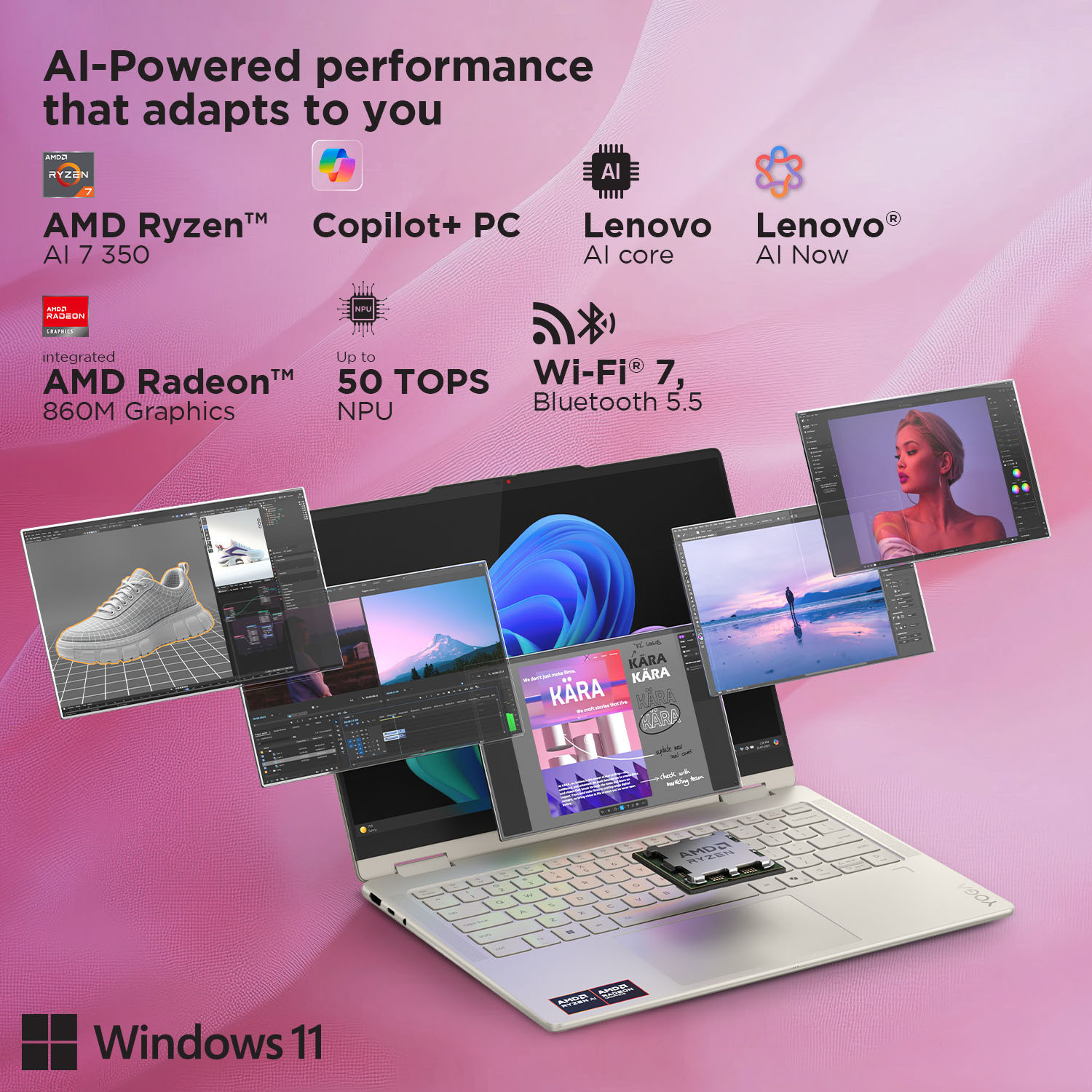 Image of Lenovo AMD Ryzen AI 7 Octa Core 350 - (32 GB /1 TB SSD /Windows 11 Home) Yoga 7 2-in-1 14AKP10 Laptop