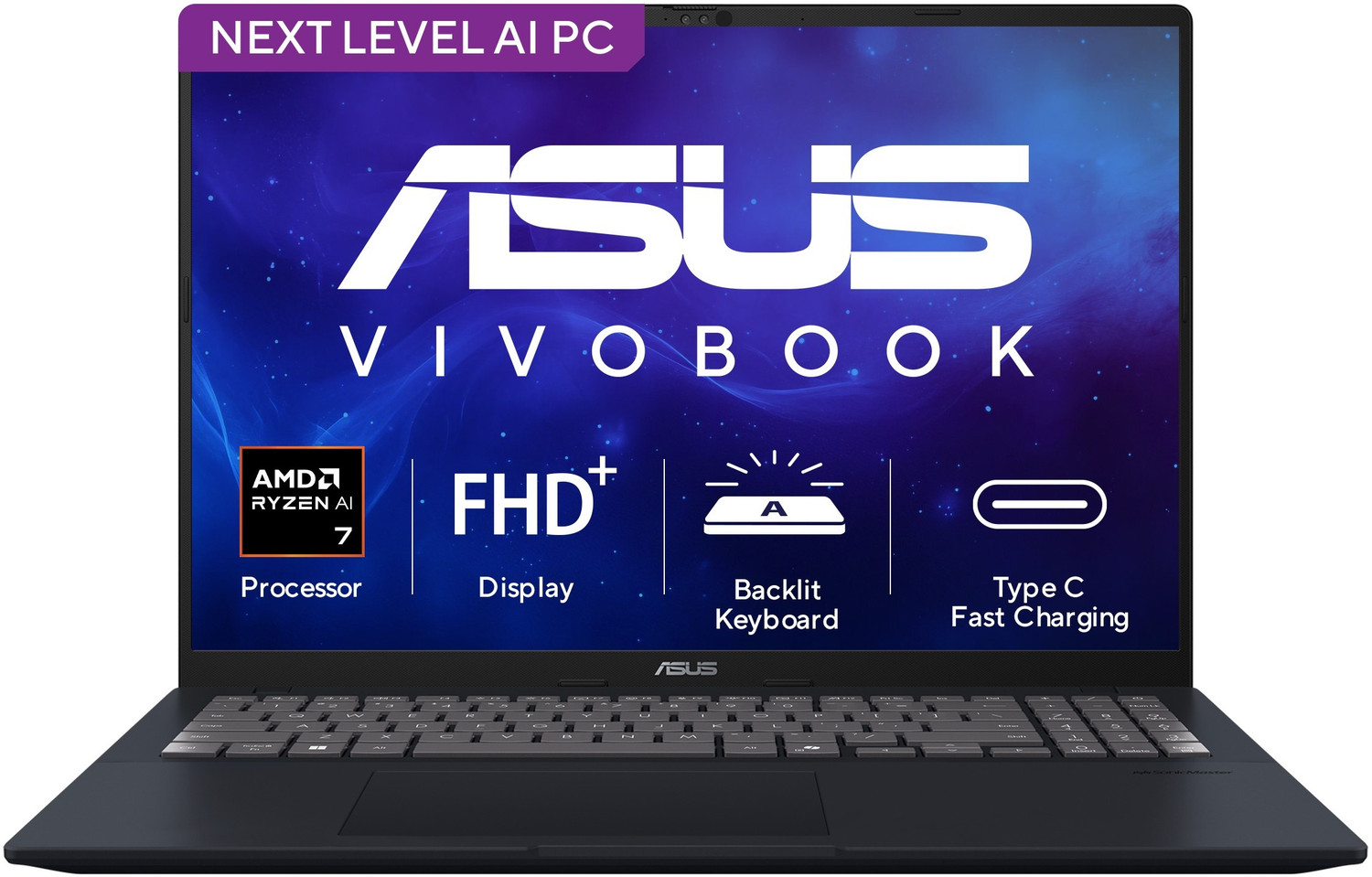 Image of ASUS Vivobook 16 (2026) AI PC with Office 2024 + M365 Basic*, Copilot+ PC AMD Ryzen AI 7 Hexa Core 445 - (16 GB /512 GB SSD /Windows 11 Home) M1607GA-MB030WS Thin and Light Laptop