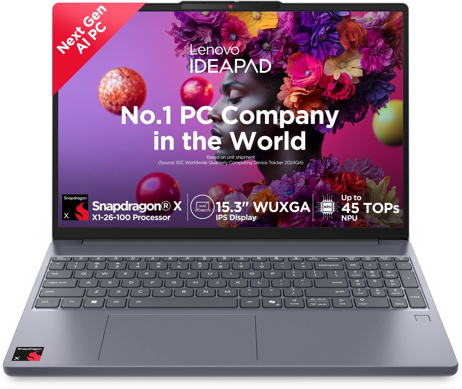Image of Lenovo IdeaPad Slim 3 with 1Yr ADP Snapdragon X - (16 GB /1 TB SSD /Windows 11 Home) 15Q8X10 Thin and Light Laptop