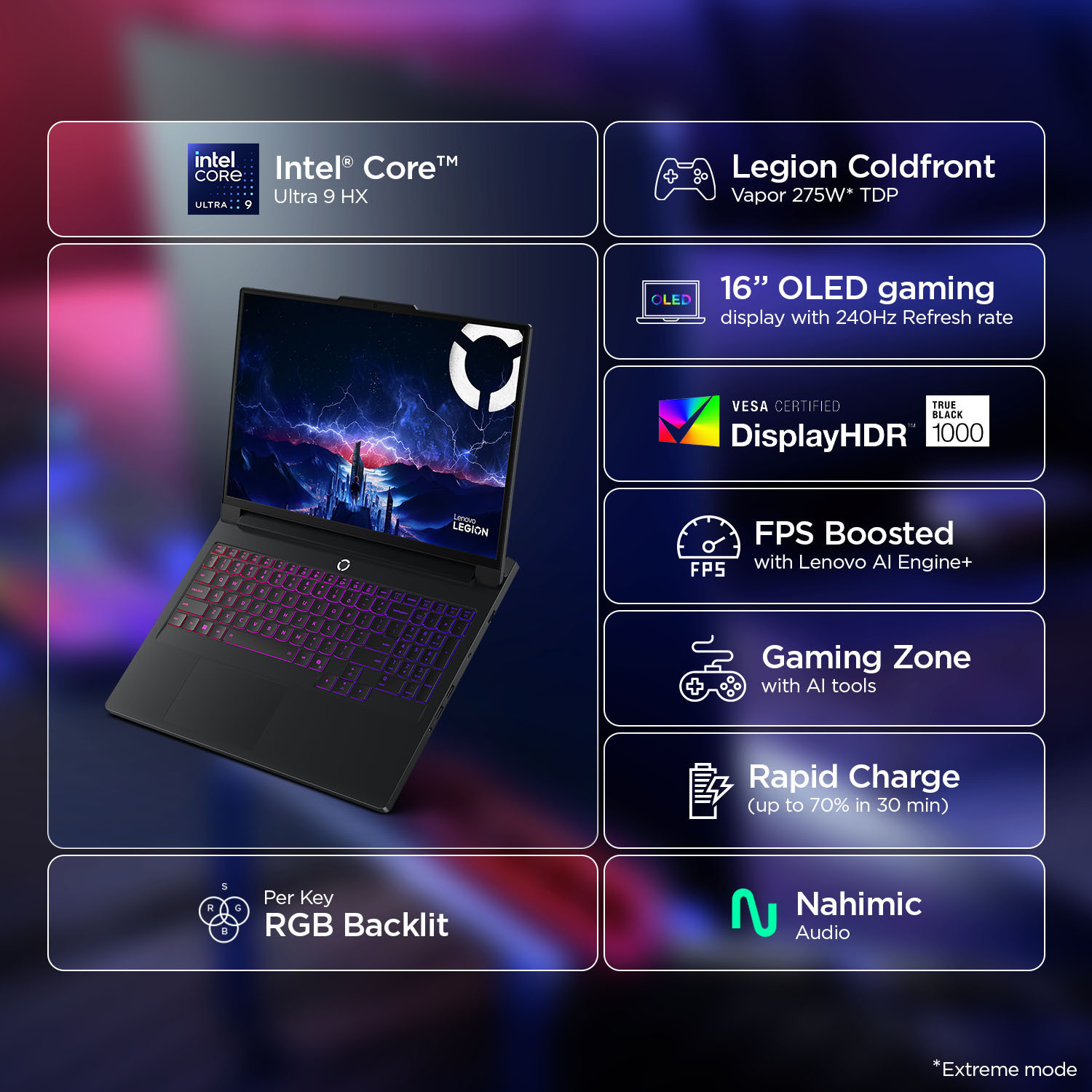 Image of Lenovo Legion Pro 7 Intel Core Ultra 9 9th Gen 275HX - (32 GB /1 TB SSD /Windows 11 Home /24 GB Graphics /NVIDIA GeForce RTX 5090) 16IAX10H Gaming Laptop