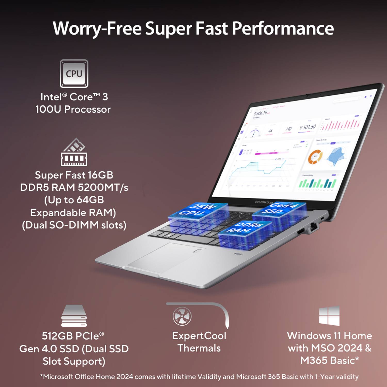 ASUS ExpertBook P1 14th Gen Intel Core i3 16GB/512GB SSD - Image 3