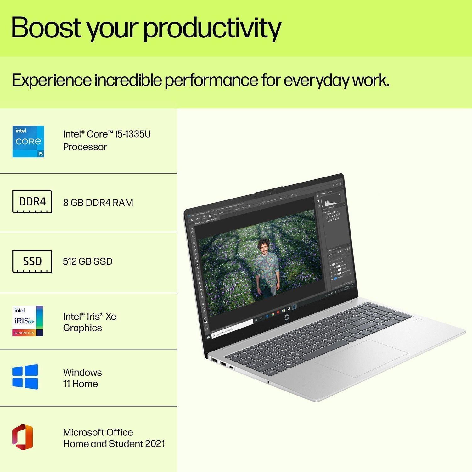 Image of HP Intel Core i5 13th Gen 1335U - (16 GB /512 GB SSD /Windows 11 Home) 15-hr0001TU Thin and Light Laptop