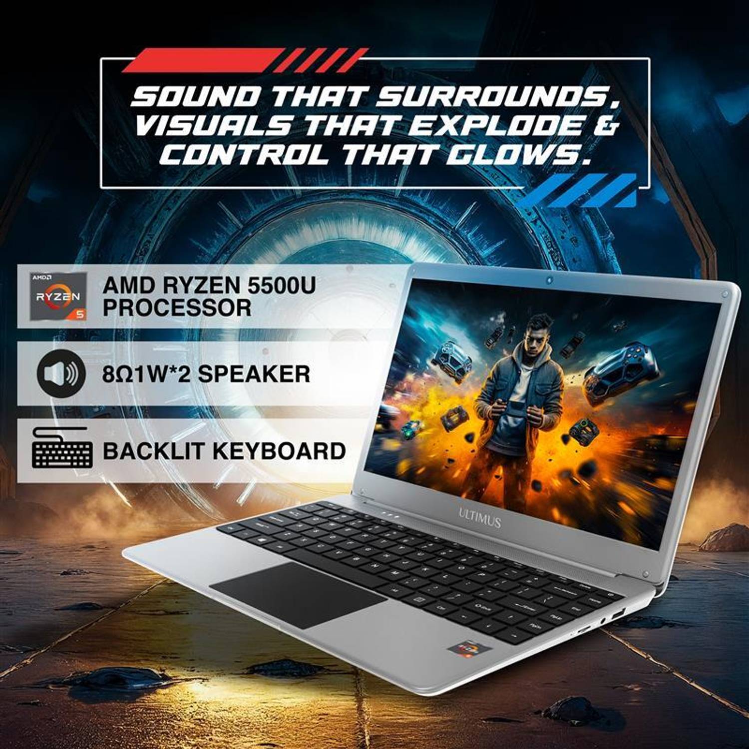 Ultimus U3 AMD Ryzen 5 5500U 8GB/512GB SSD Laptop - Image 5