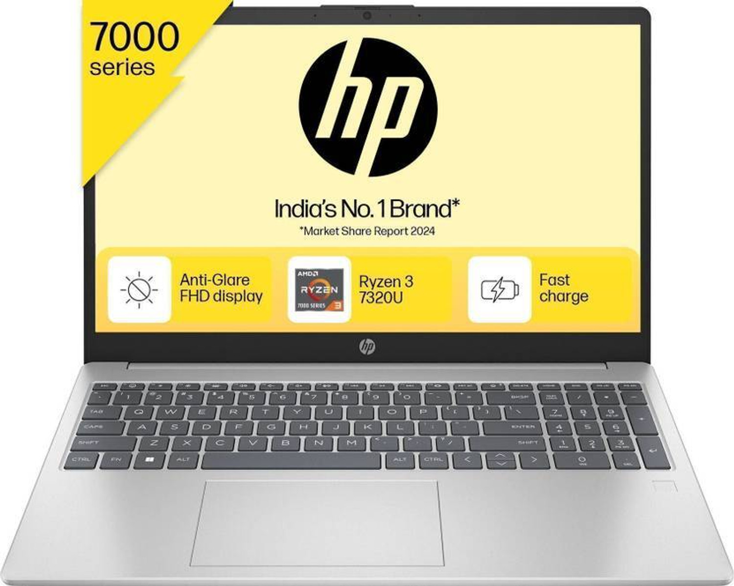 Image of HP 15 (2024) AMD Ryzen 3 Quad Core 7320U - (8 GB /512 GB SSD /Windows 11 Home) 15-fc0500AU / 15-fc0154AU Thin and Light Laptop