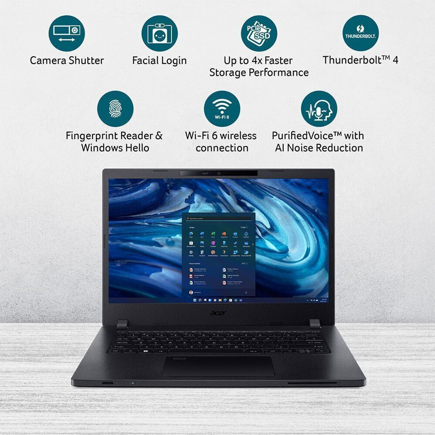 Image of Acer Travelmate Intel Core i5 12th Gen 1235U - (16 GB /512 GB SSD /Windows 11 Home) TMP214-54 Thin and Light Laptop