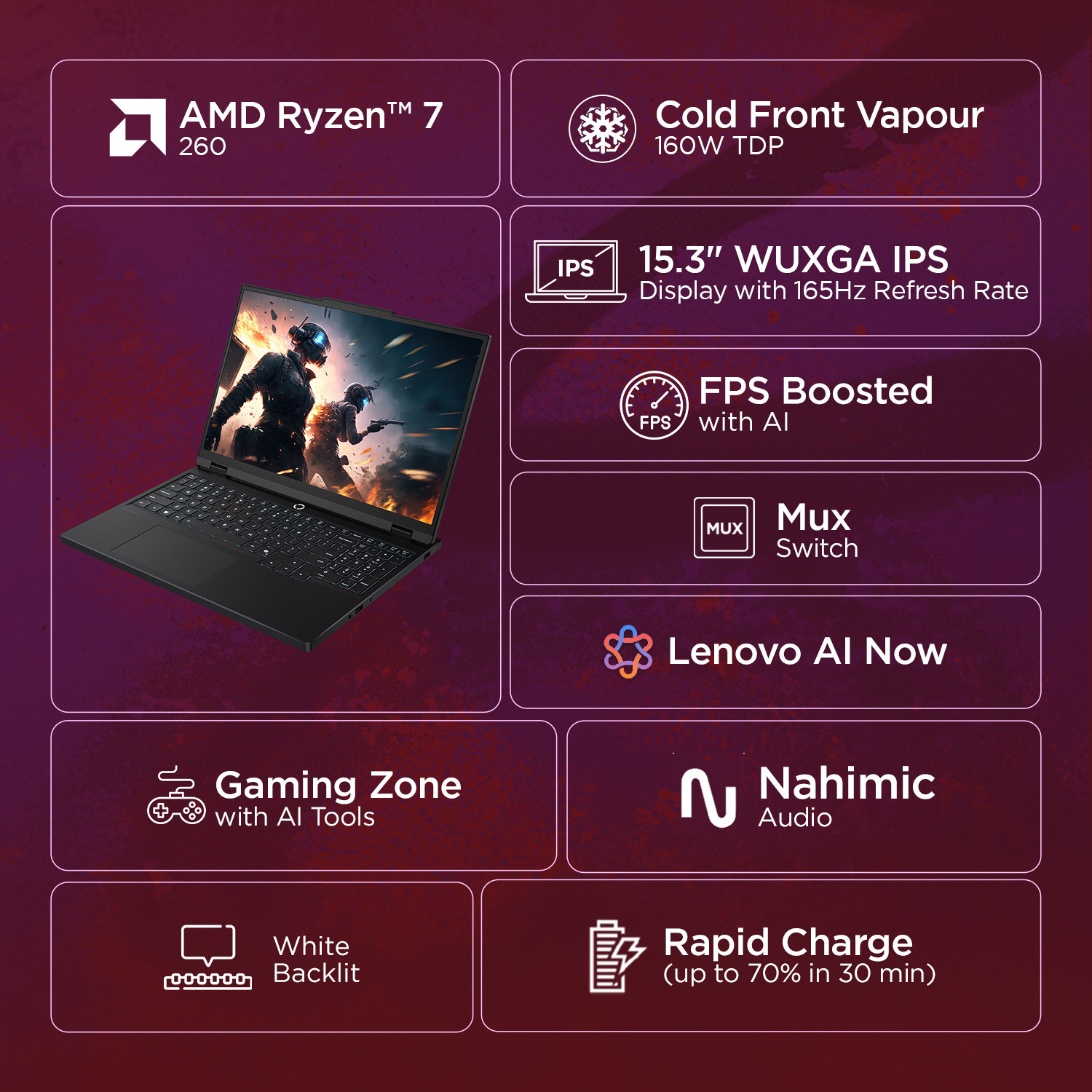 Image of Lenovo Legion 5 2025 AMD Ryzen 7 Octa Core 260 - (16 GB /1 TB SSD /Windows 11 Home /8 GB Graphics /NVIDIA GeForce RTX 5060 /165 Hz) Legion 5 15AHP10 Gaming Laptop