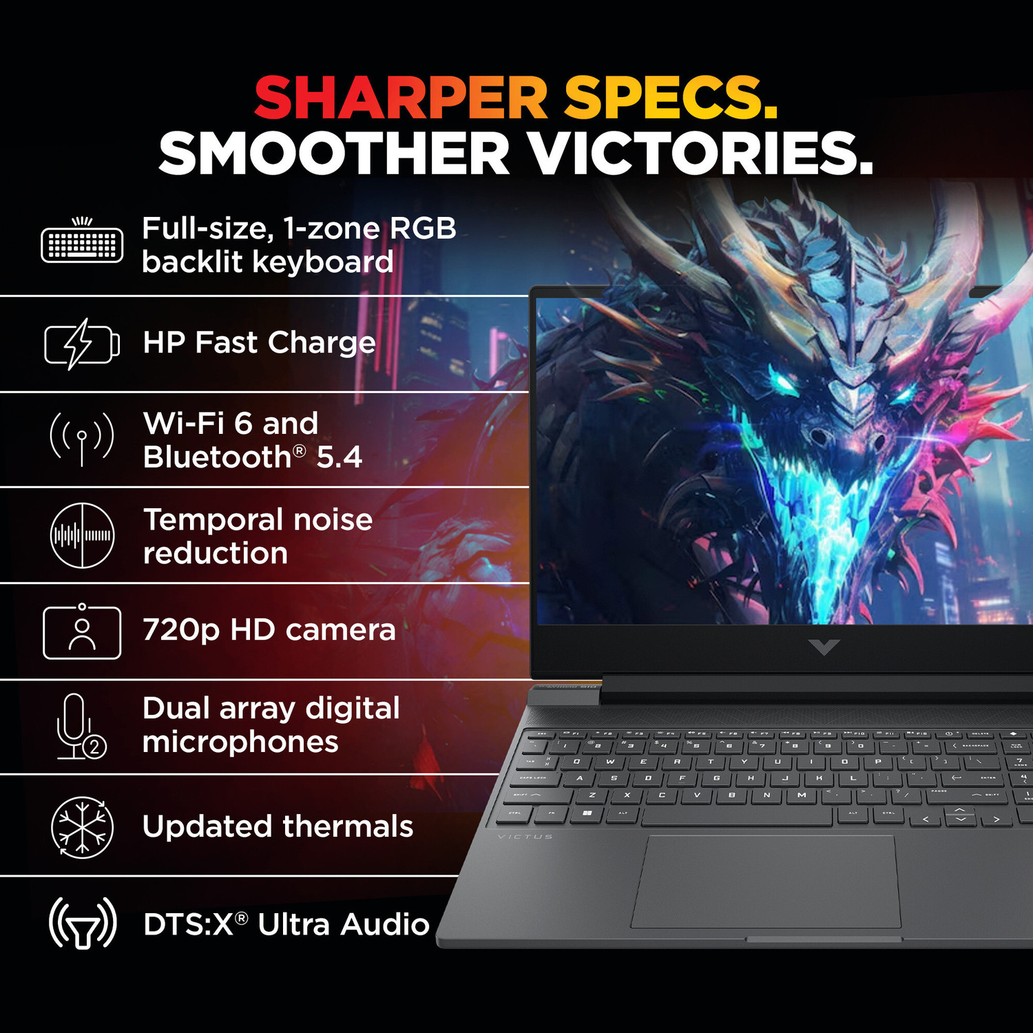 Image of HP Victus Intel Core i7 13th Gen 13620H - (24 GB /1 TB SSD /Windows 11 Home /8 GB Graphics /NVIDIA GeForce RTX 5050 /144 Hz) 15-fa2309TX Gaming Laptop