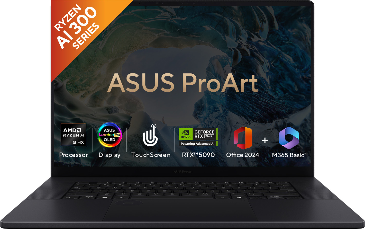 Image of ASUS ProArt P16 (2025) for Creator with Touch Screen, MSO 2024 + M365 Basic ,AI PC AMD Ryzen AI 9 HX 12 Core 370HX - (64 GB /2 TB SSD /Windows 11 Home /24 GB Graphics /AMD Radeon NVIDIA GeForce RTX 5090 /120 GHz) H7606WX-SE028WS Gaming Laptop