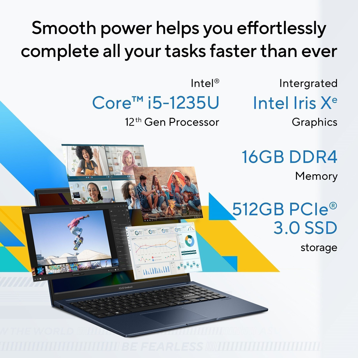 Image of ASUS Vivobook 15, with Backlit Keyboard, Intel Core i5 12th Gen 1235U - (16 GB /512 GB SSD /Windows 11 Home) X1504ZA-NJ541WS Thin and Light Laptop
