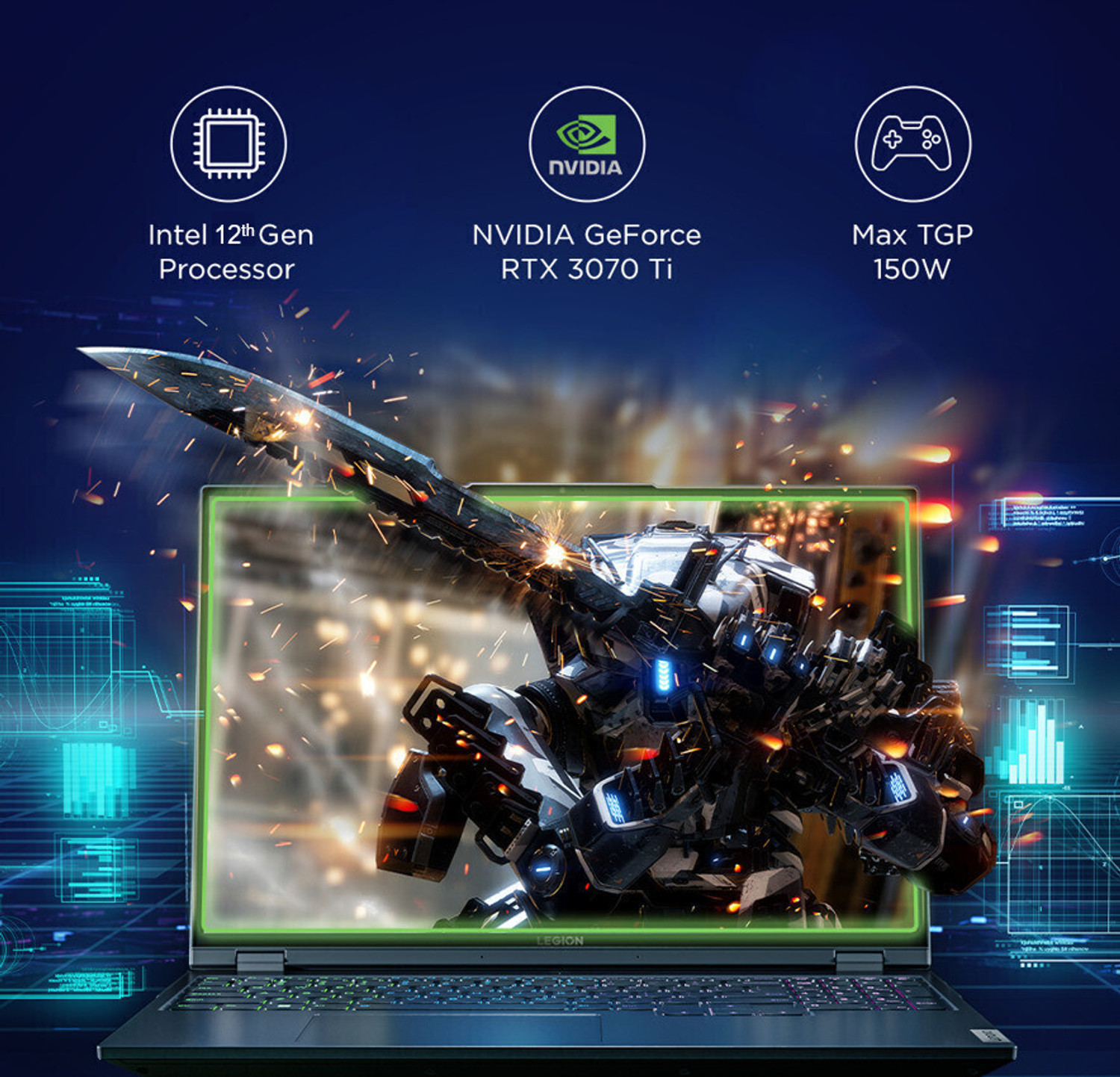 Image of Lenovo Legion 5 Pro Intel Core i7 12th Gen 12700H - (32 GB /1 TB SSD /Windows 11 Home /8 GB Graphics /NVIDIA GeForce RTX 3070) 16IAH7H Gaming Laptop