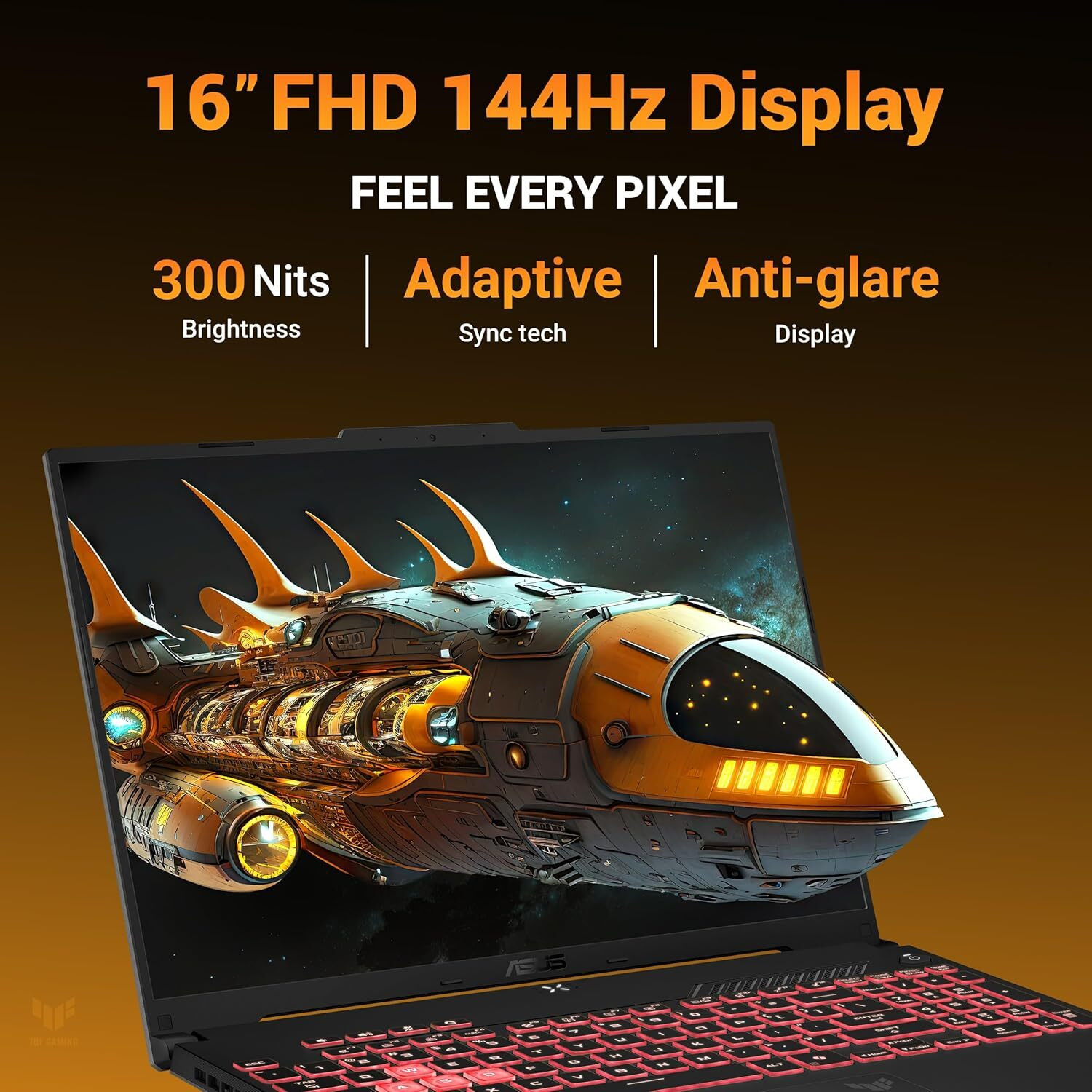Image of ASUS TUF Gaming A16 (2025) with MSO 2024+M365 Basic AMD Ryzen 7 Hexa Core - (16 GB /512 GB SSD /Windows 11 Home /6 GB Graphics /AMD Radeon NVIDIA GeForce RTX 4050 /144 Hz) FA607NUG-RL136WS Gaming Laptop