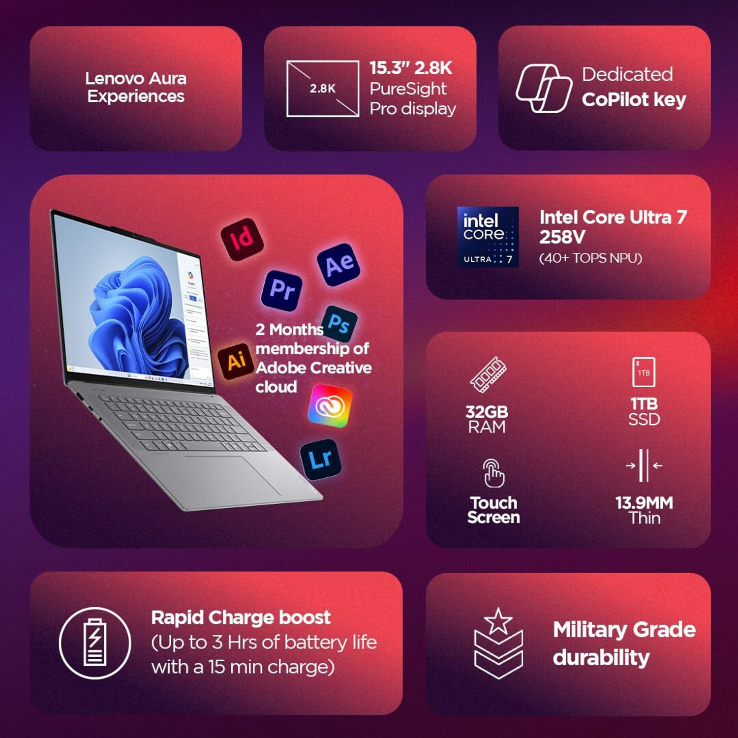 Image of Lenovo Intel Core Ultra 7 14th Gen - (32 GB /1 TB SSD /Windows 11 Home) 15ILL9 Laptop