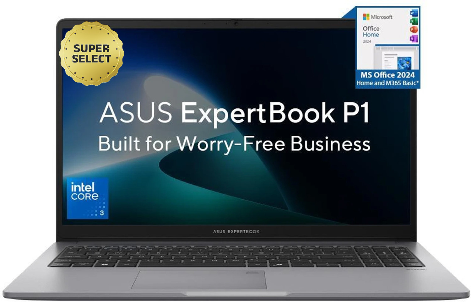 Image of ASUS ExpertBook P1 with 1 Yr ADP (i3 14th Gen) Intel Core 3 100U - (16 GB /512 GB SSD /Windows 11 Home) P1503CVAI-S70006WS Thin and Light Laptop