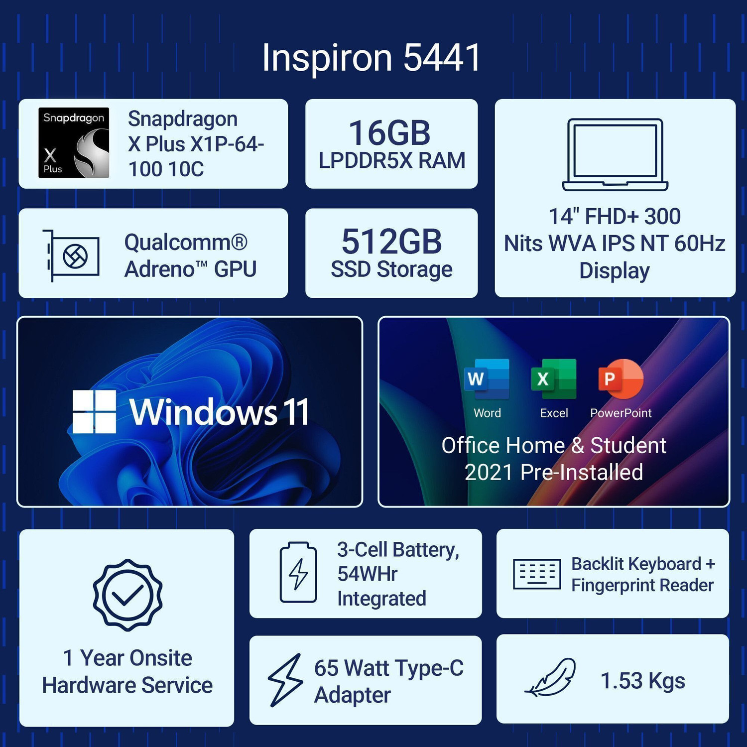 Image of DELL 14 Snapdragon X Plus - (16 GB /512 GB SSD /Windows 11 Home) 5441 Thin and Light Laptop