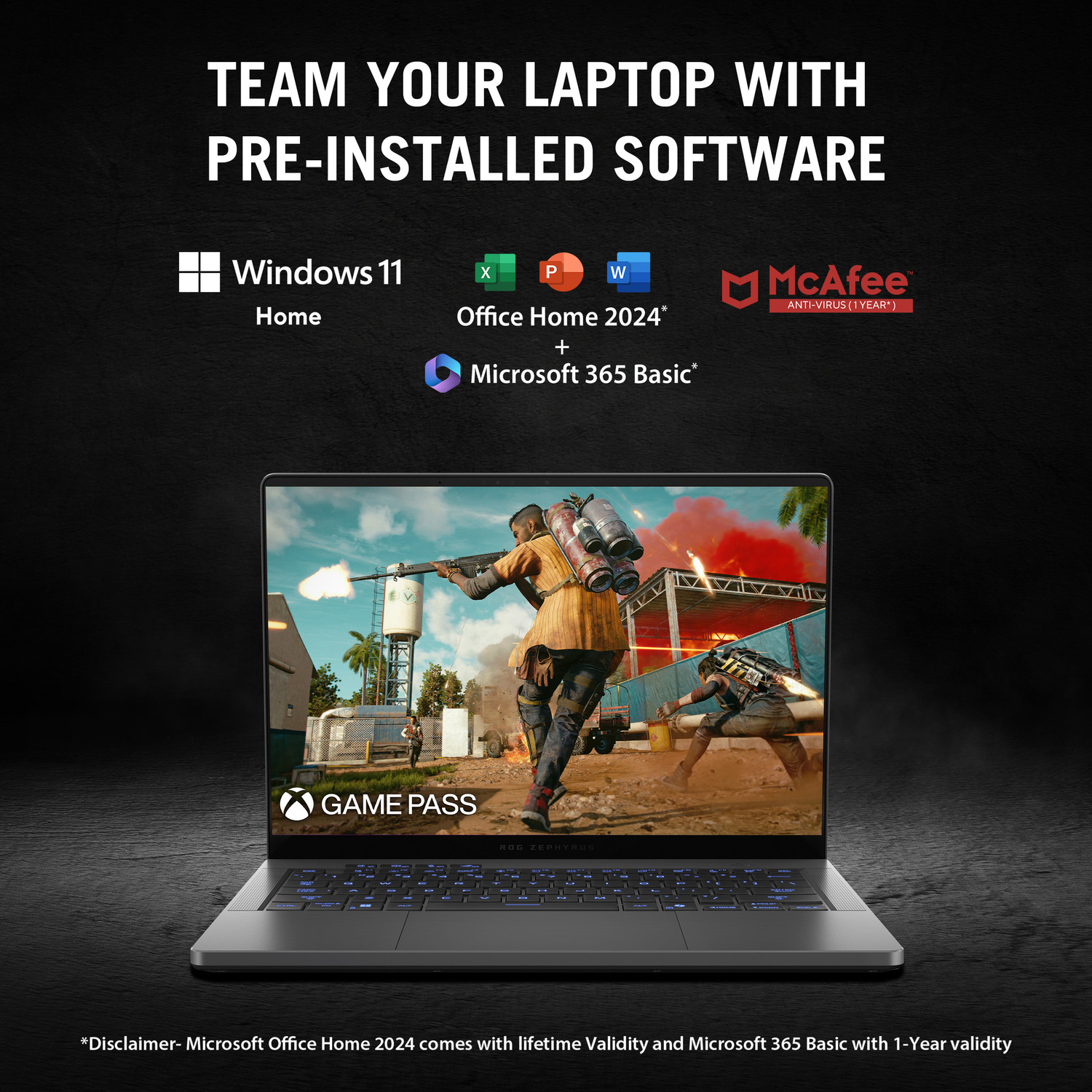 Image of ASUS ROG Zephyrus G14 (2025) with Office 2024 + M365 Basic* AMD Ryzen AI 9 12 Core HX 370 - (32 GB /2 TB SSD /Windows 11 Home /12 GB Graphics /NVIDIA GeForce RTX 5070 Ti /120 Hz /120 W) GA403WR-QS123WS Gaming Laptop