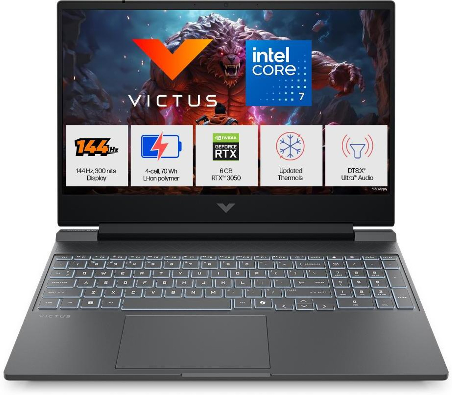 Image of HP Victus Intel Core 7 230H - (16 GB /512 GB SSD /Windows 11 Home /6 GB Graphics /NVIDIA GeForce RTX 3050) 15-fa3006TX Gaming Laptop