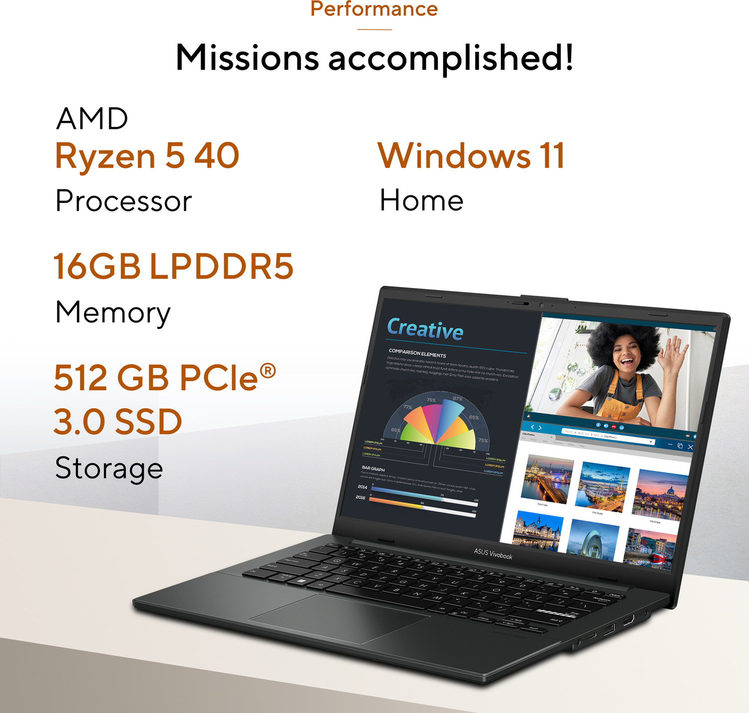 Image of ASUS Vivobook Go 14 (2026) with Office 2024 + M365 Basic AMD Ryzen 5 40 - (16 GB /512 GB SSD /Windows 11 Home) E1404FA-EB1416WS Thin and Light Laptop
