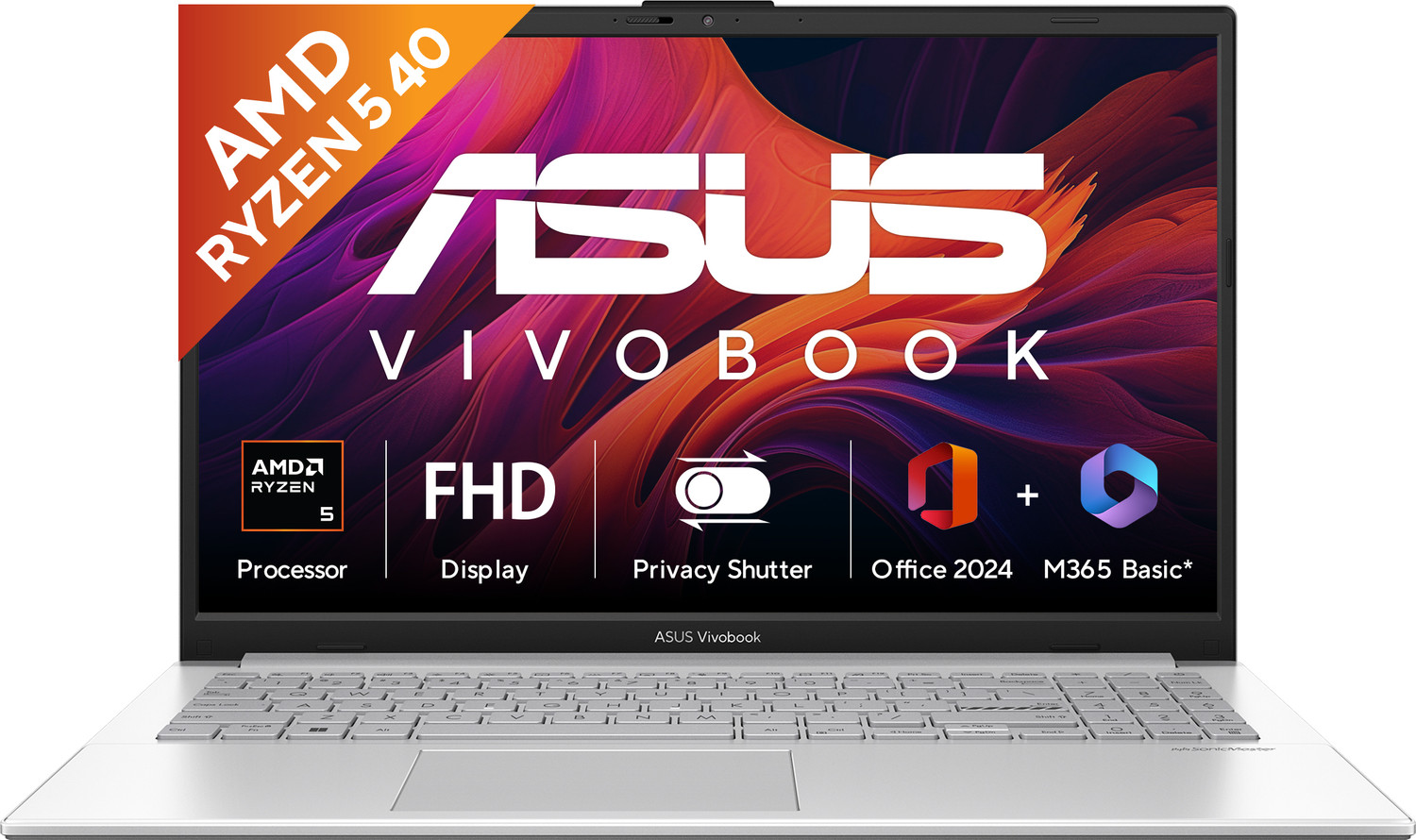 Image of ASUS Vivobook Go 15 (2025) with Office 2024 + M365 Basic AMD Ryzen 5 Quad Core 40 - (16 GB /512 GB SSD /Windows 11 Home) E1504FA-BQ2113WS Thin and Light Laptop