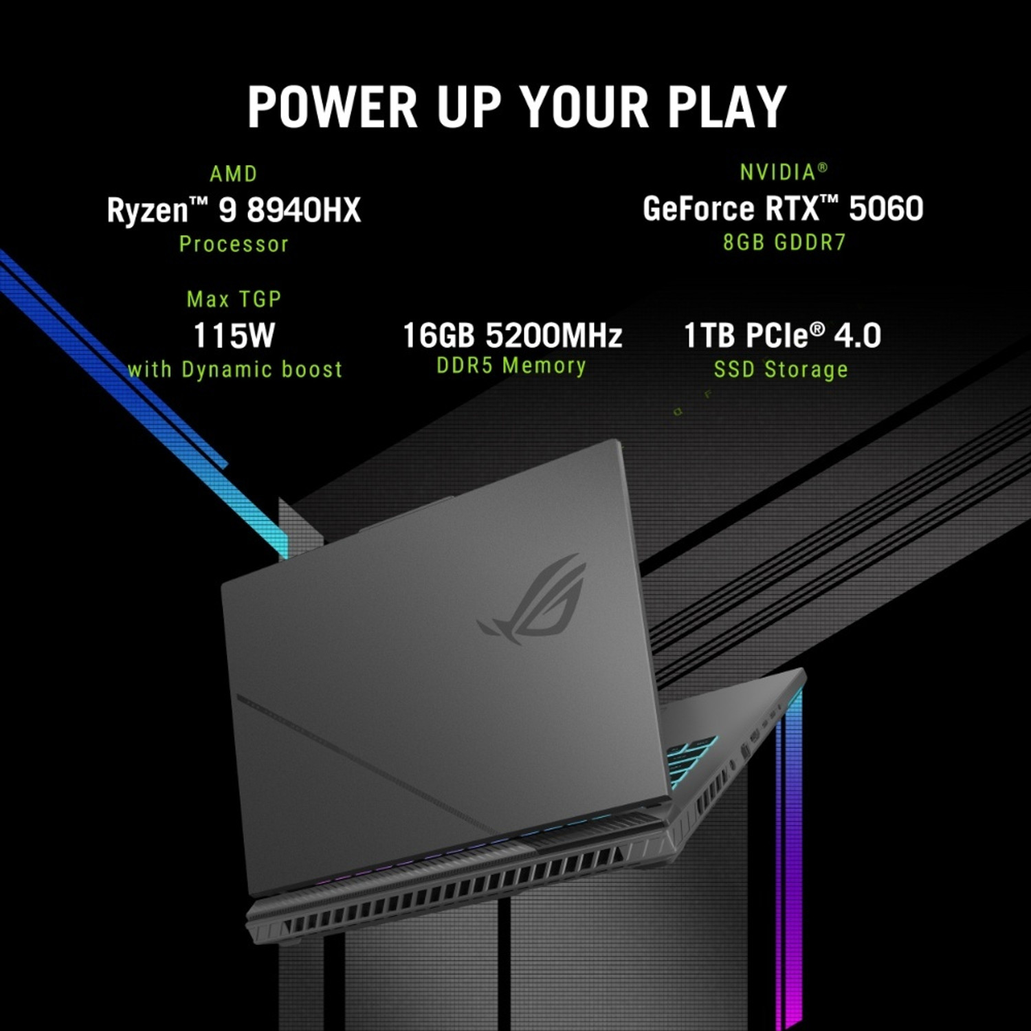 Image of ASUS ROG Strix G16 (2026) AMD Ryzen 9 16 Core 8940HX - (16 GB /1 TB SSD /Windows 11 Home /8 GB Graphics /NVIDIA GeForce RTX 5060 /300 Hz) G614PM-TS219WS Gaming Laptop