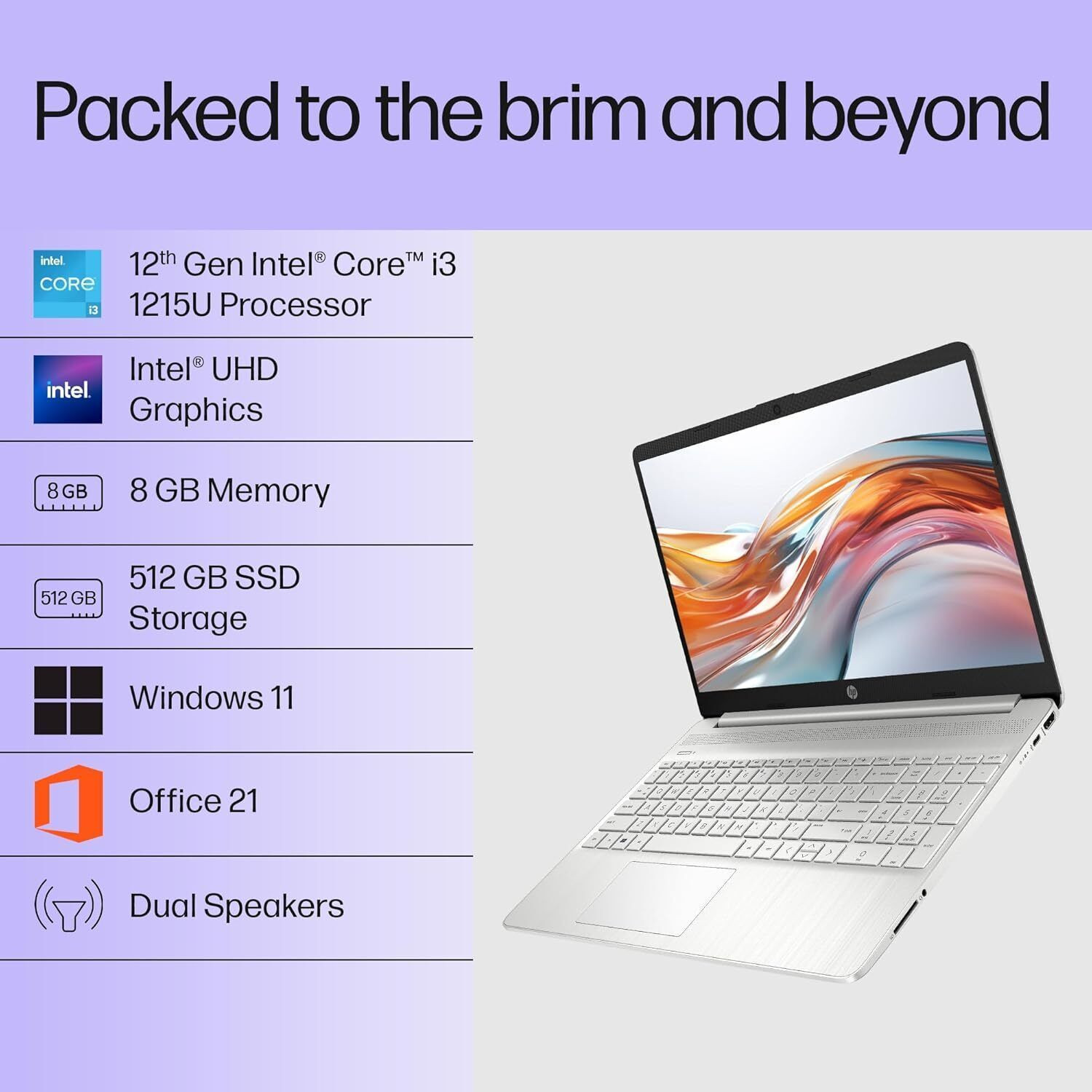 Image of HP 15s Intel Core i3 12th Gen 1215U - (8 GB /512 GB SSD /Windows 11 Home) 15s-FY5011TU Thin and Light Laptop