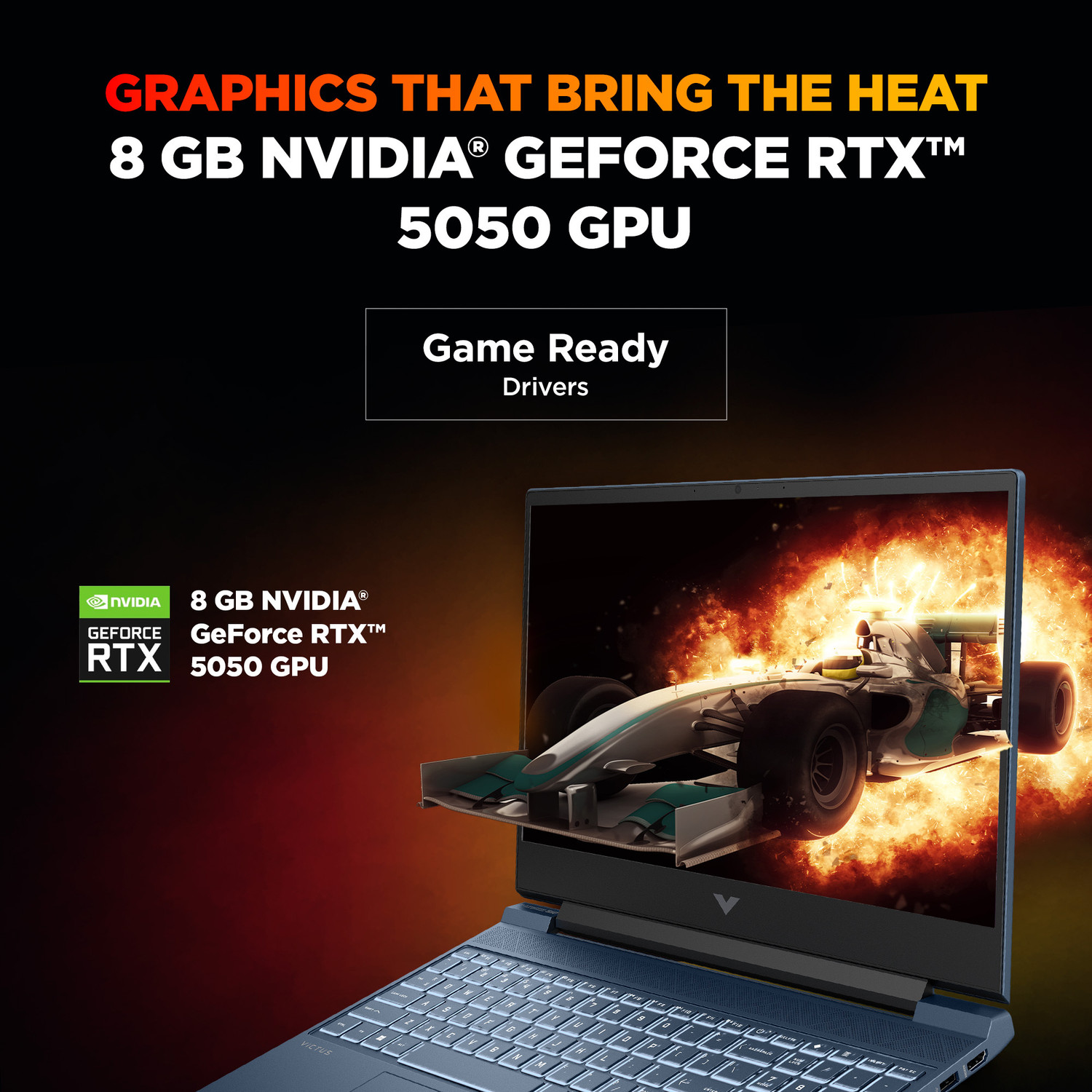 Image of HP AMD Ryzen 7 Octa Core 260 - (16 GB /1 TB SSD /Windows 11 Home /8 GB Graphics /NVIDIA GeForce RTX 5050) 15-fb3102AX Gaming Laptop