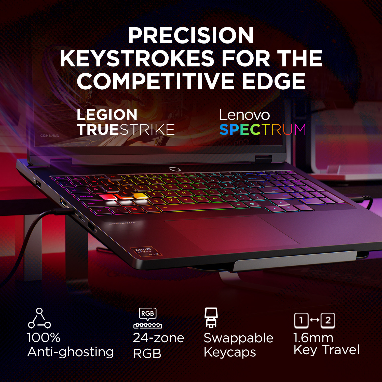 Image of Lenovo Legion Pro 5 WQXGA OLED AMD Ryzen 9 16 Core 9955HX - (32 GB /1 TB SSD /Windows 11 Home /8 GB Graphics /NVIDIA GeForce RTX 5060 /165 Hz) Legion Pro 5 16AFR10 Gaming Laptop