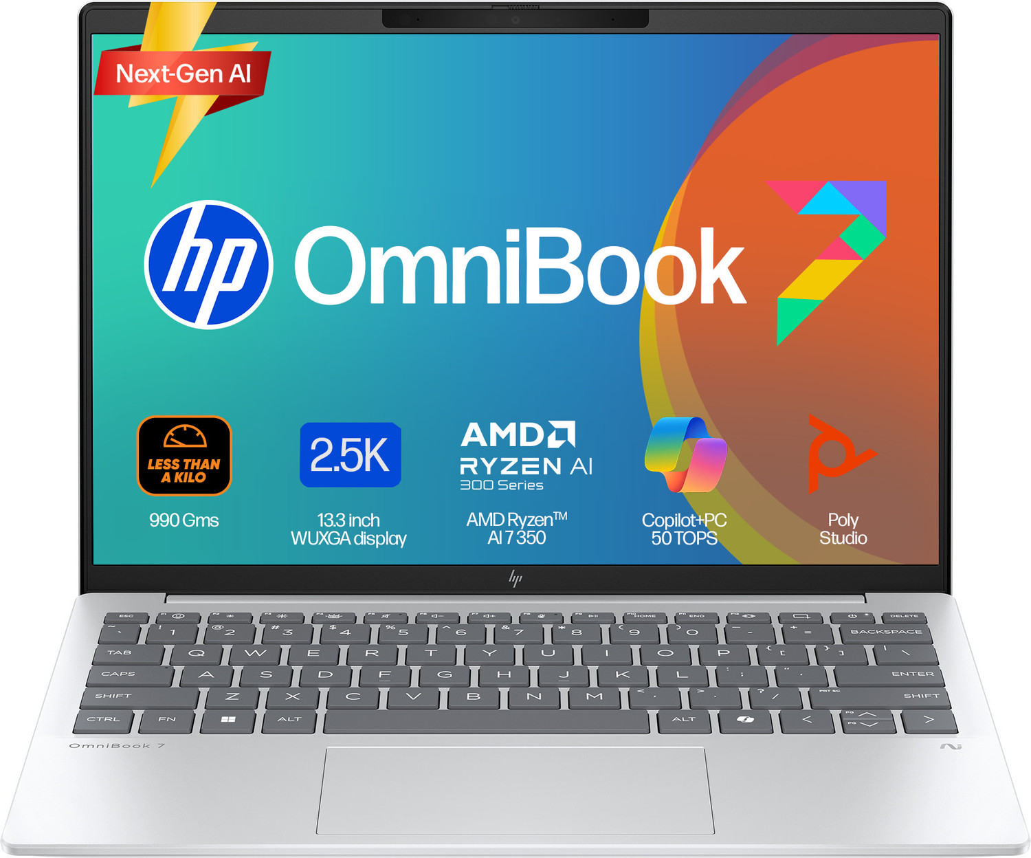 Image of HP OmniBook 7 Aero (Previously Pavilion) AMD Ryzen AI 7 Octa Core AI 7 350 - (16 GB /512 GB SSD /Windows 11 Home) 13-bg1456AU Thin and Light Laptop