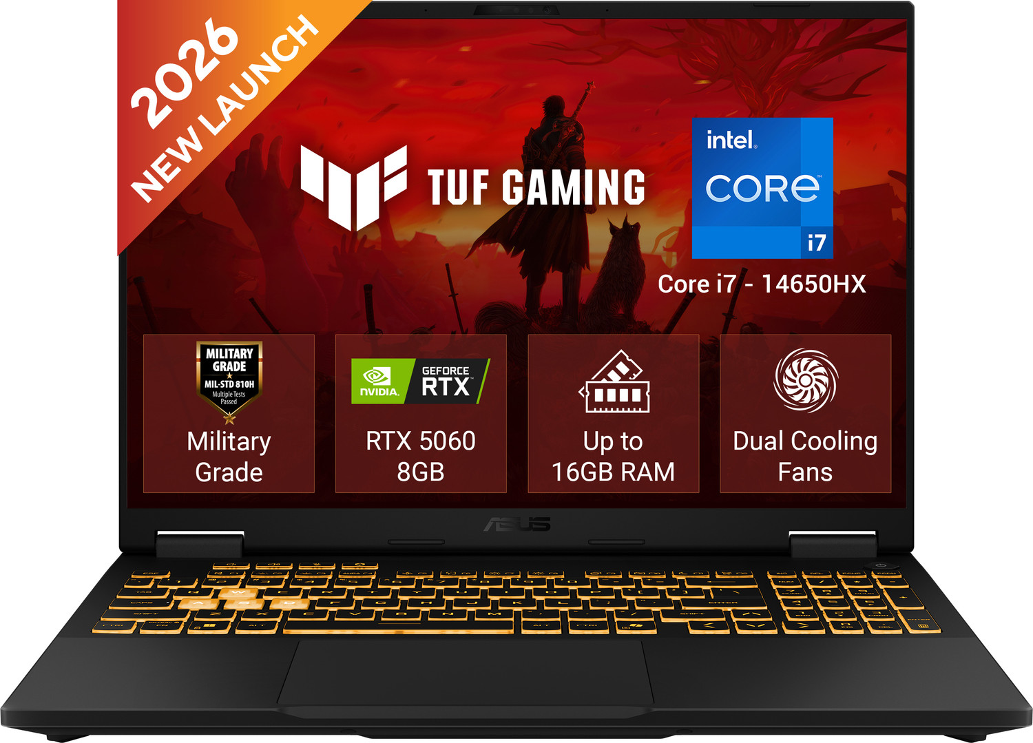 Image of ASUS ASUS TUF Gaming F16 (2026) Intel Core i7 14th Gen 14650HX - (16 GB /1 TB SSD /Windows 11 Home /8 GB Graphics /NVIDIA GeForce RTX 5060 /144 Hz) FX608JMI-TU251WS Gaming Laptop