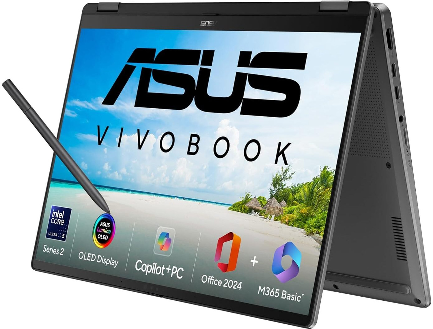 Image of ASUS Vivobook 14 Flip OLED (2026) with Touch Screen, Metallic Design, Intel Core Ultra 5 226V - (16 GB /512 GB SSD /Windows 11 Home) TP3407SA-SG183WS 2 in 1 Laptop