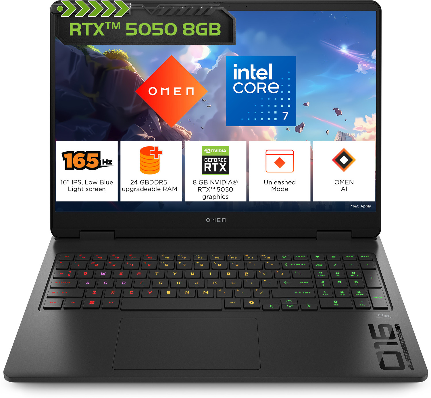 Image of HP OMEN (i7 14th Gen) Intel Core 7 240H - (24 GB /1 TB SSD /Windows 11 Home /8 GB Graphics /NVIDIA GeForce RTX 5050) 16-am0277TX Gaming Laptop