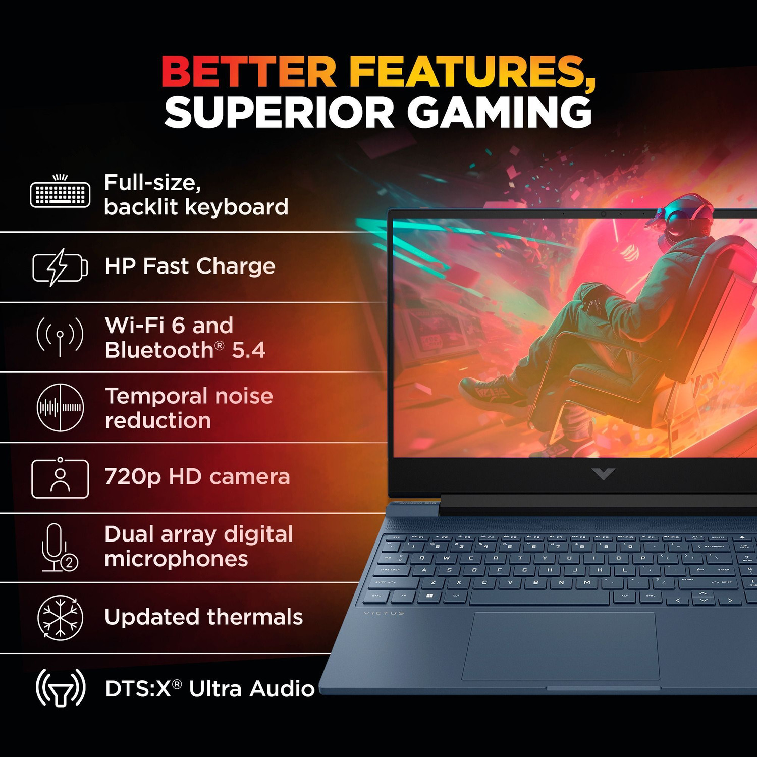 Image of HP Victus AMD Ryzen 7 Hexa Core 7445HS - (16 GB /512 GB SSD /Windows 11 Home /6 GB Graphics /NVIDIA GeForce RTX 4050) 15-fb3130AX Gaming Laptop