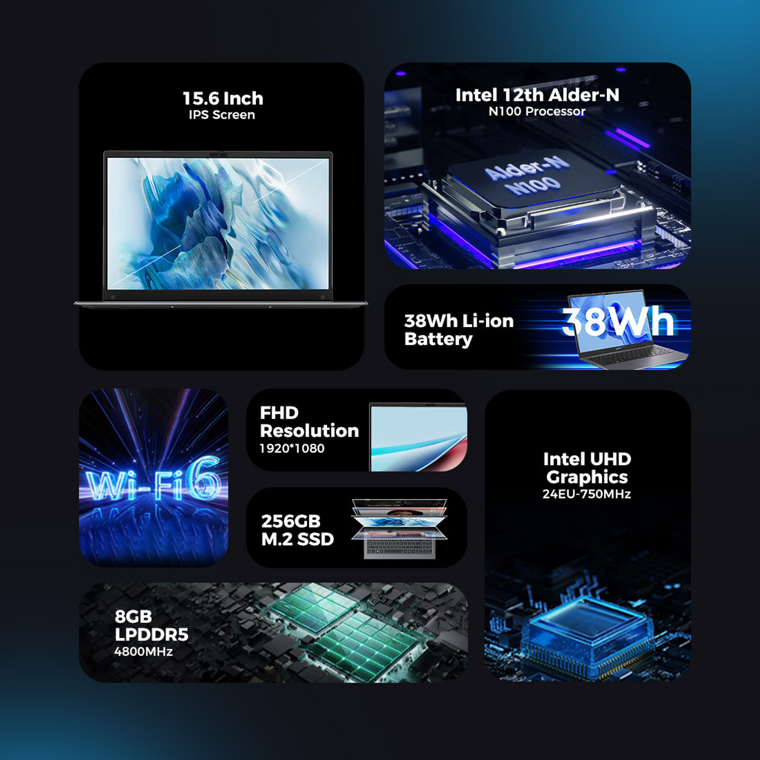 Image of CHUWI Intel Celeron Quad Core 12th Gen N100 - (16 GB /512 GB SSD /Windows 11 Home) GemiBook Plus Laptop